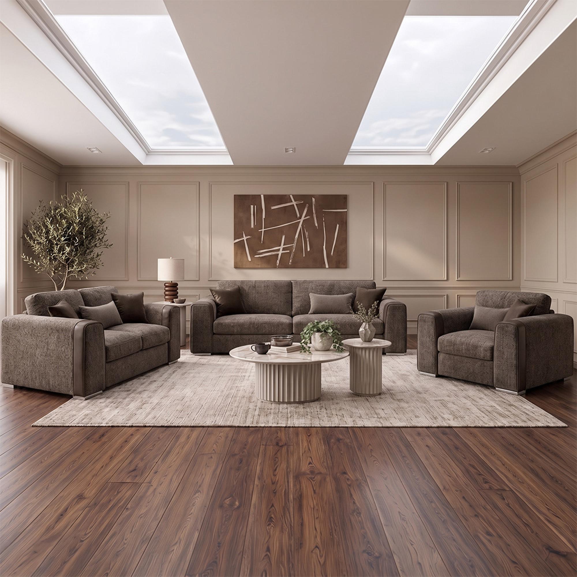 Naples Sofa Set - Mocha Fabric - 3+2+1 Seater