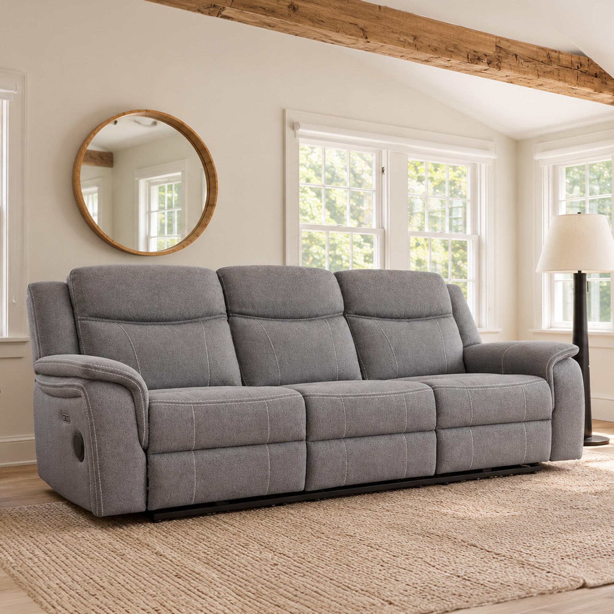 Galaxy Sofa - Tech Grey Fabric - 3 Seater