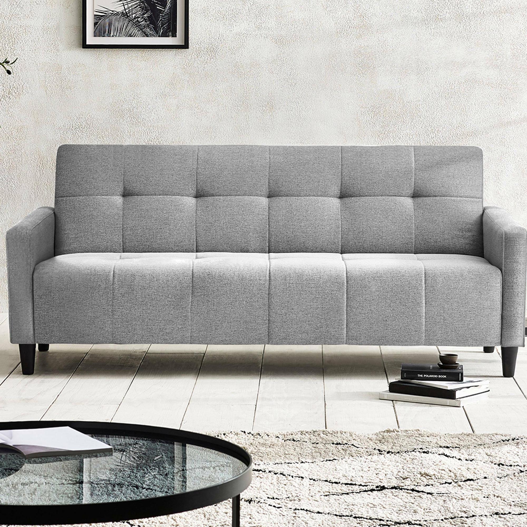 Alfie Grey Linen Click Clack Sofabed - 3 Seater - Storage
