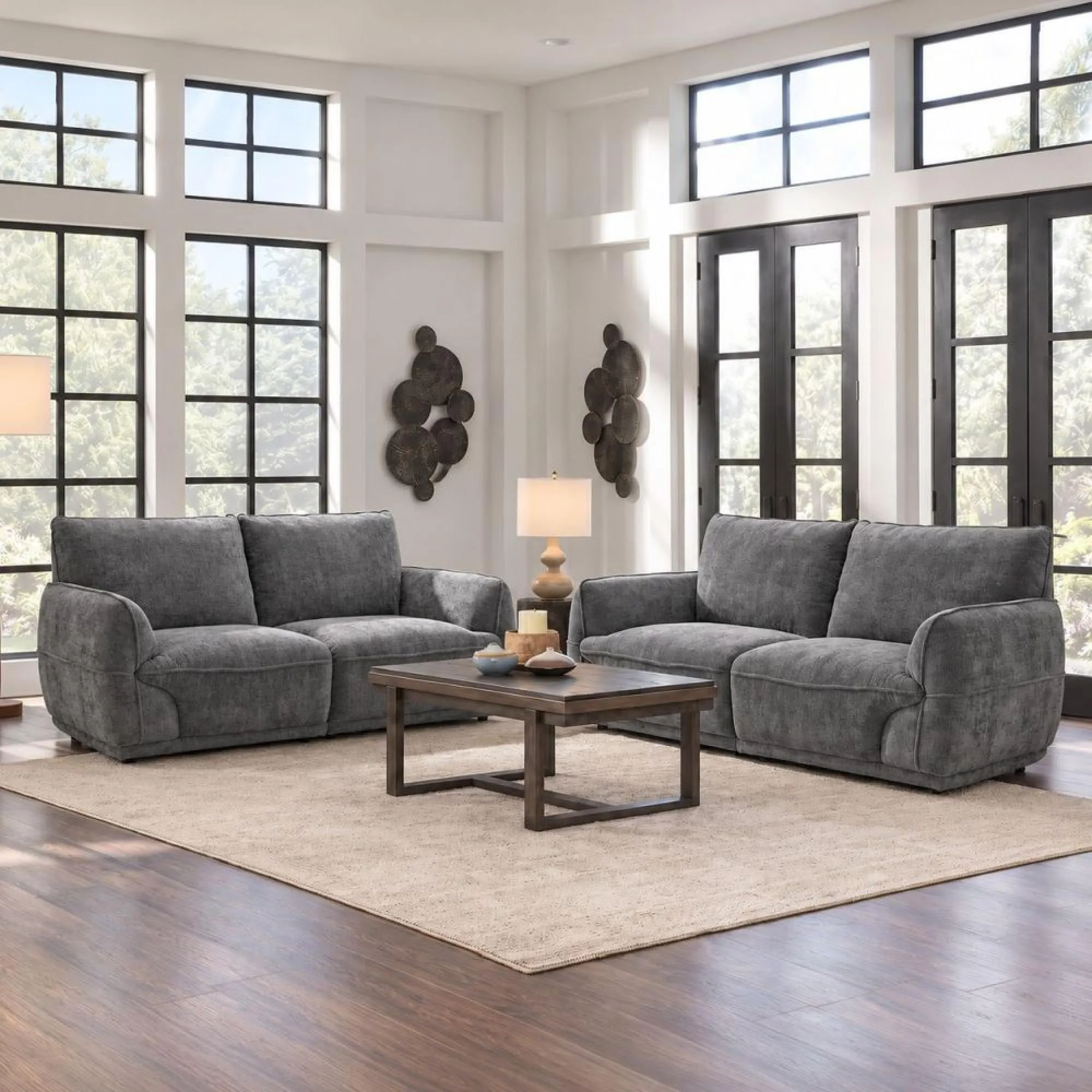 Angelo Sofa - 3+2 Seater - Grey - Fabric