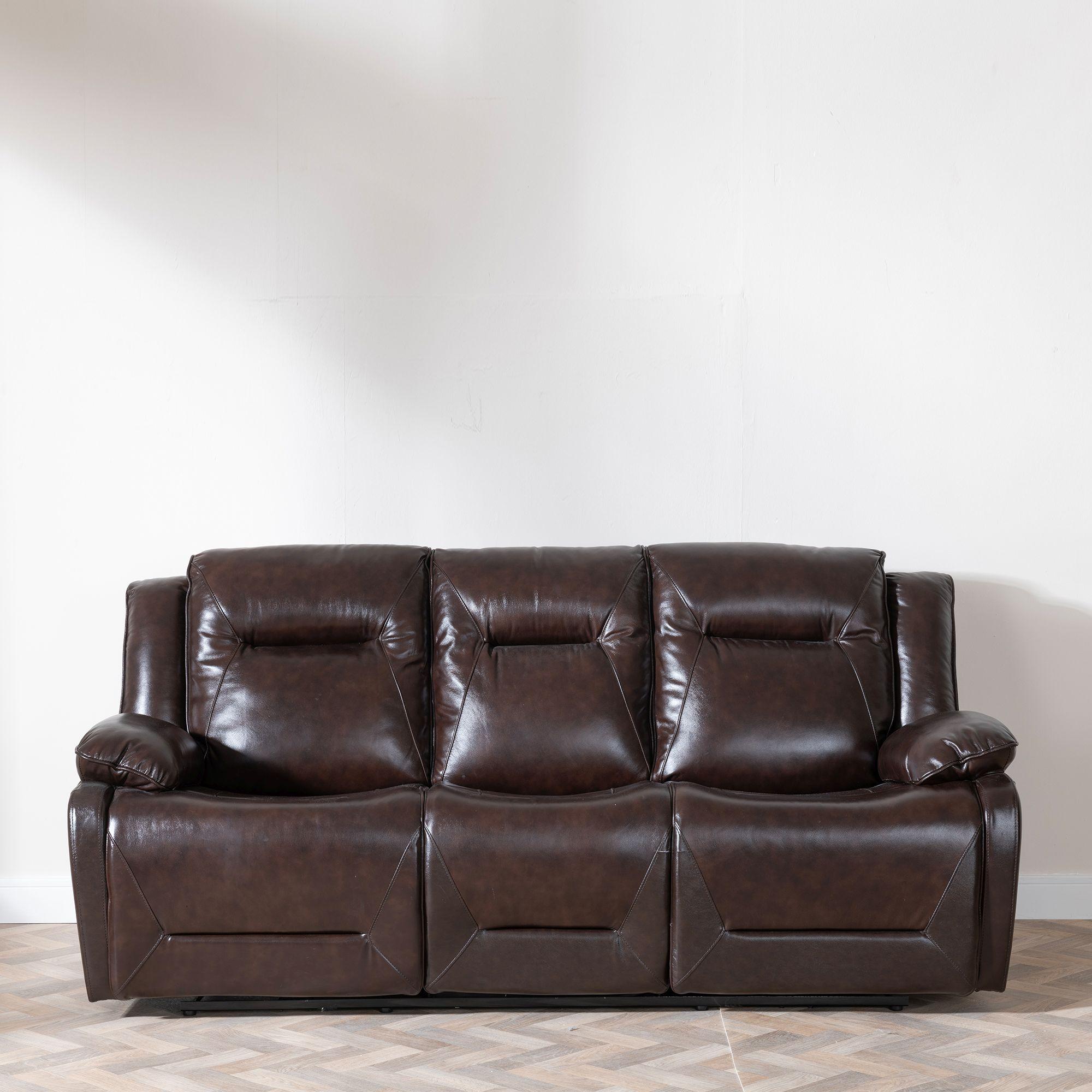 Athena Recliner Sofa - 3 Seater - Dark Brown Leather