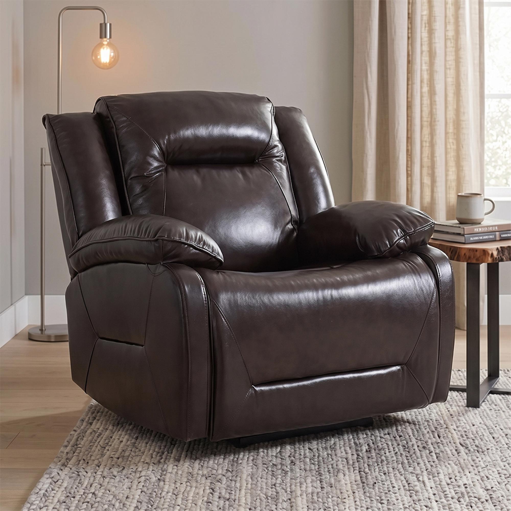 Athena Recliner Armchair - Dark Brown Leather