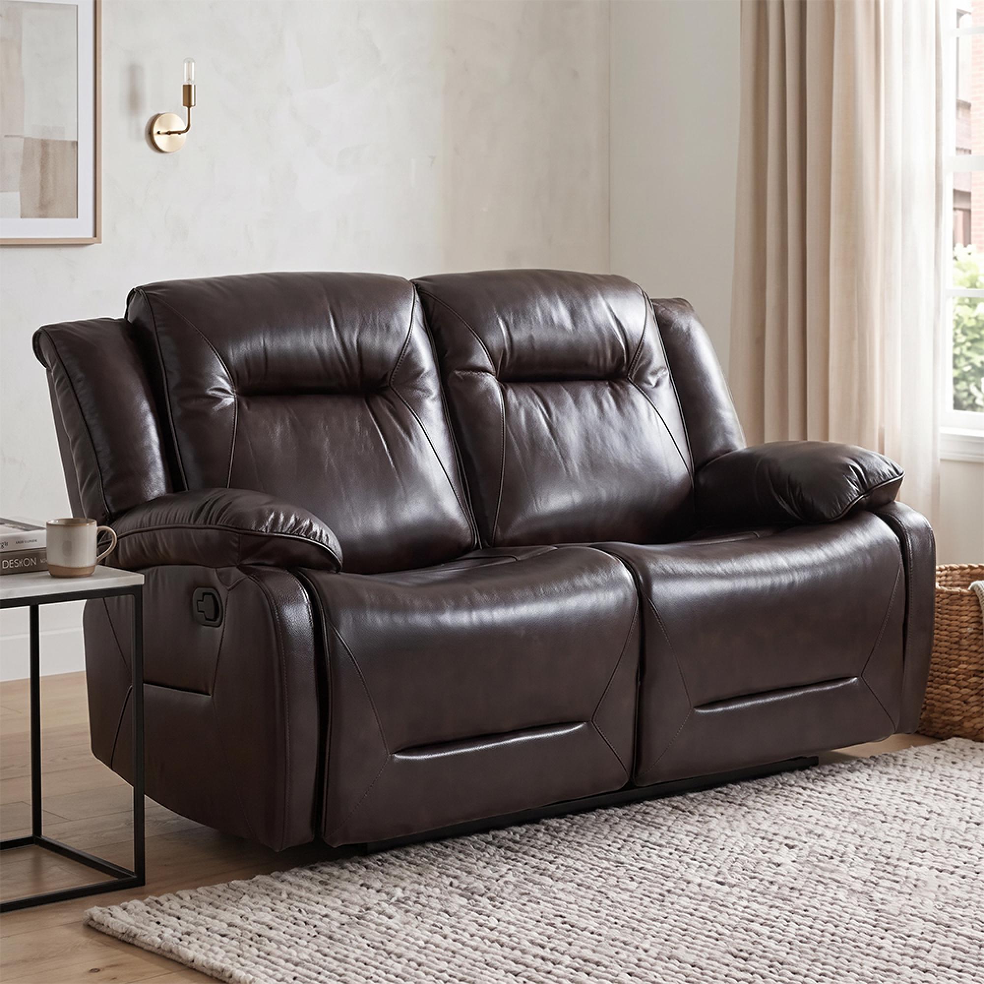 Athena Recliner Sofa - 2 Seater - Dark Brown Leather