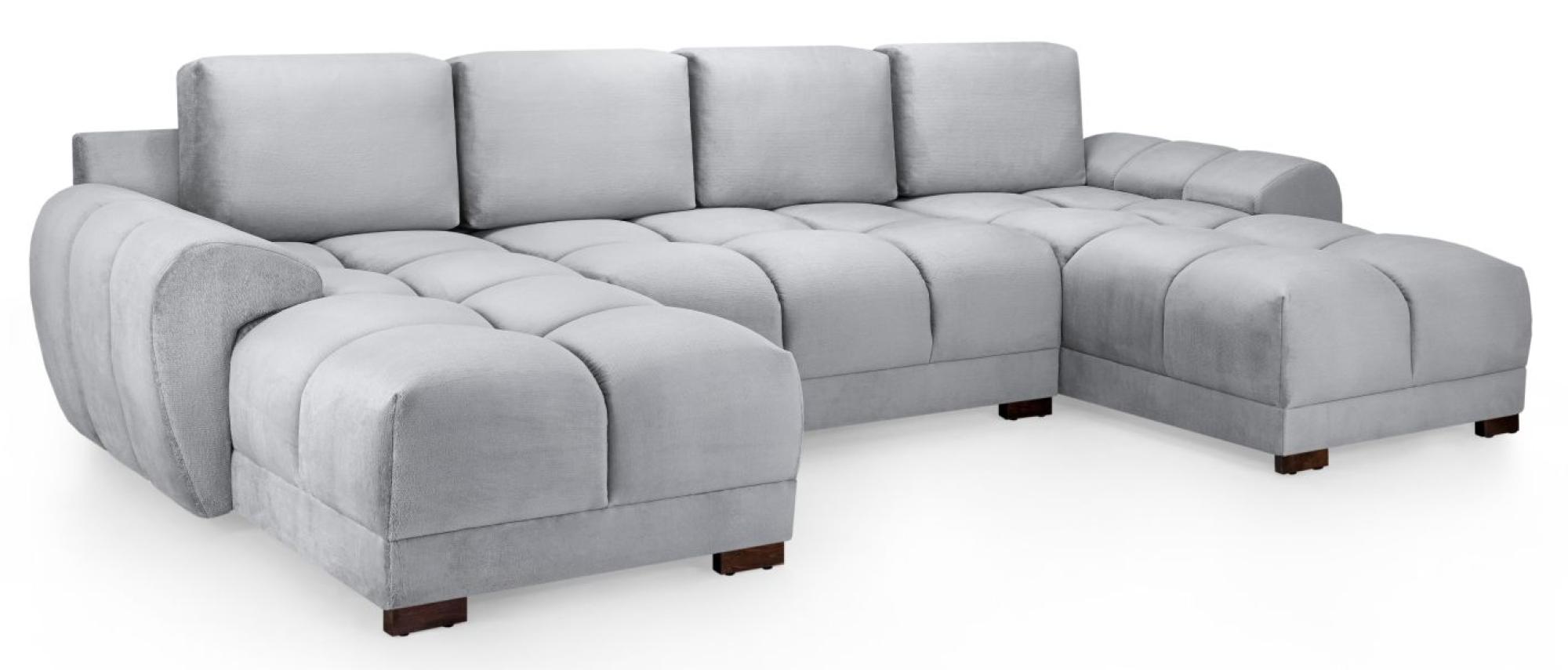 Azzuro U Shape Corner Sofa Suite - Grey Velvet Fabric