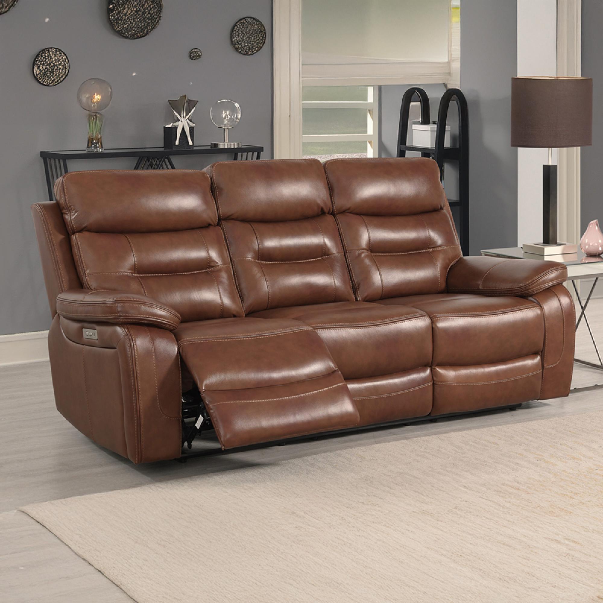 Belgravia Power Recliner Sofa - Brown Leather - 3 Seater