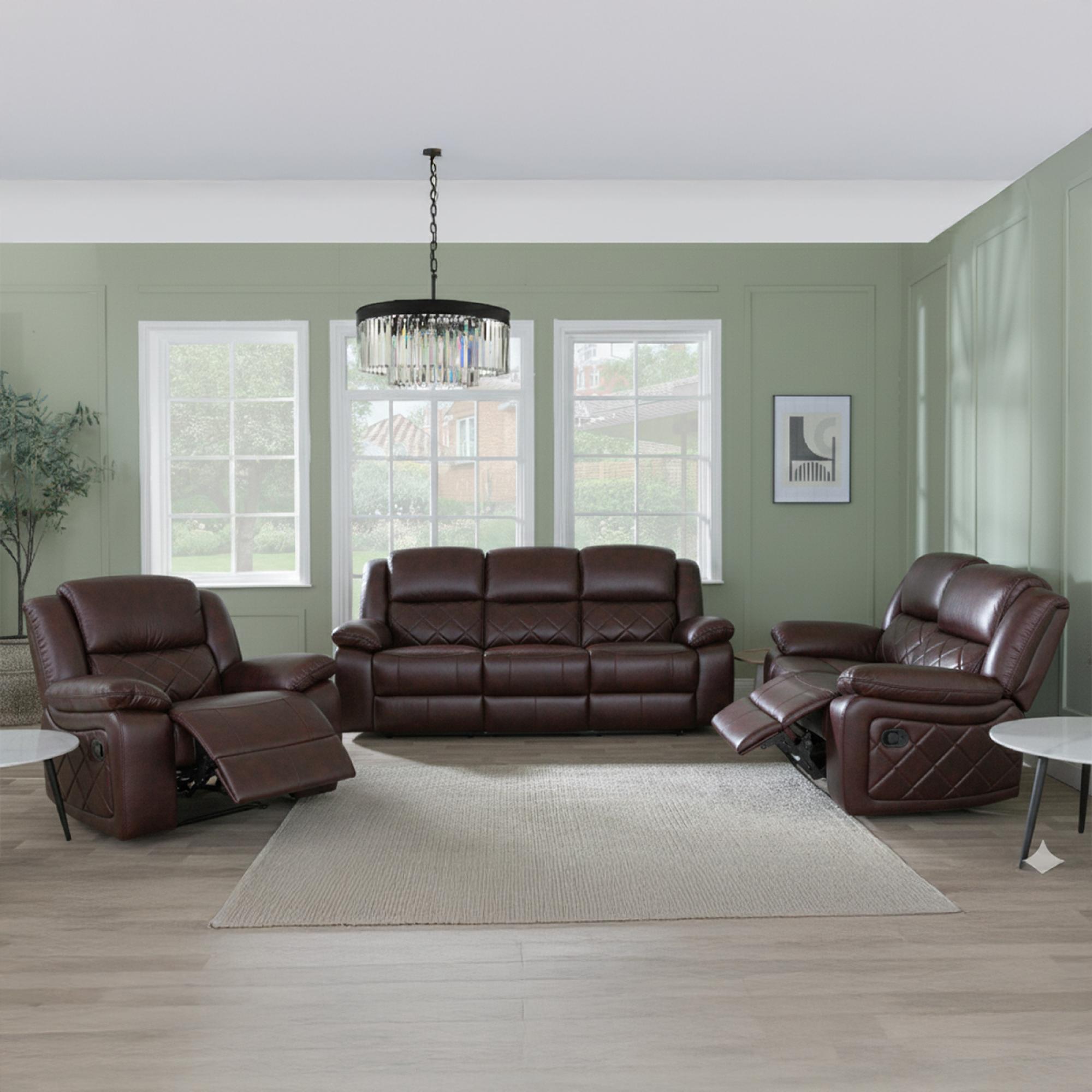 Bentley Recliner Sofa Set - Brown Leather