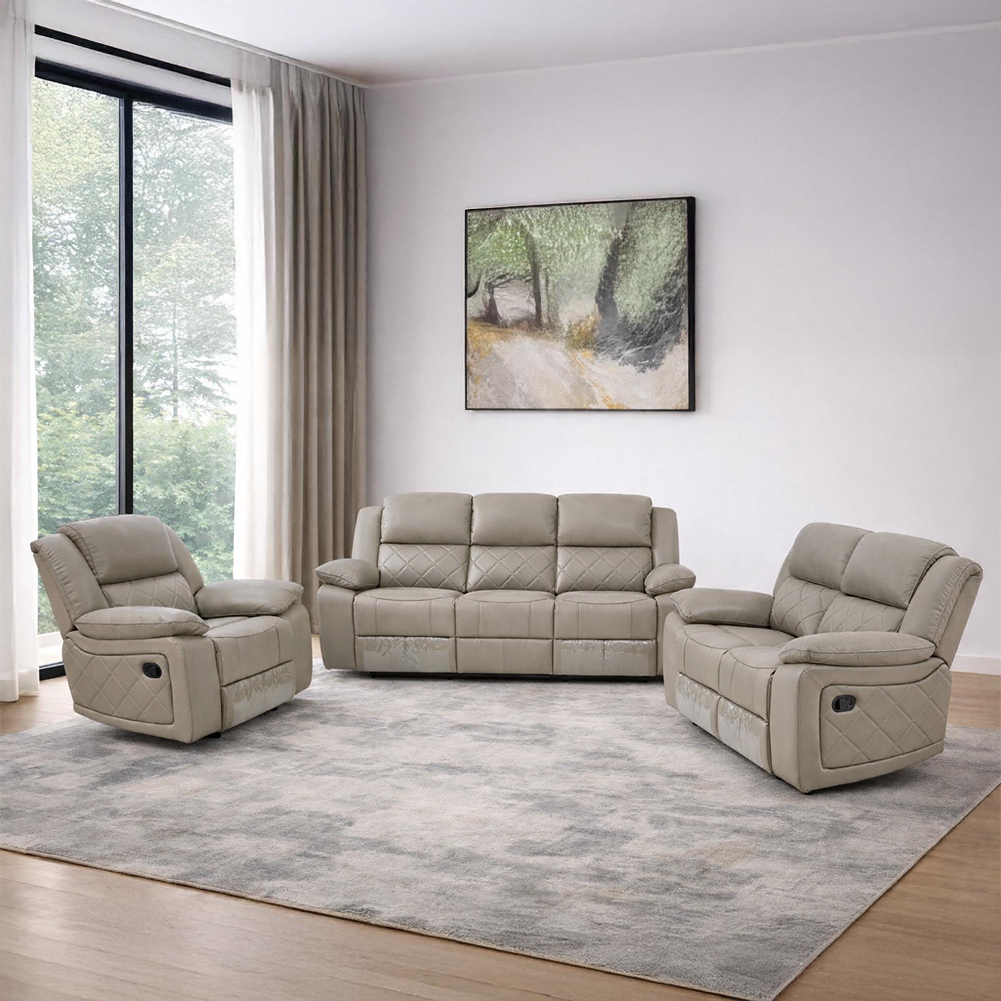 Bentley Recliner Sofa Set - Grey Leather