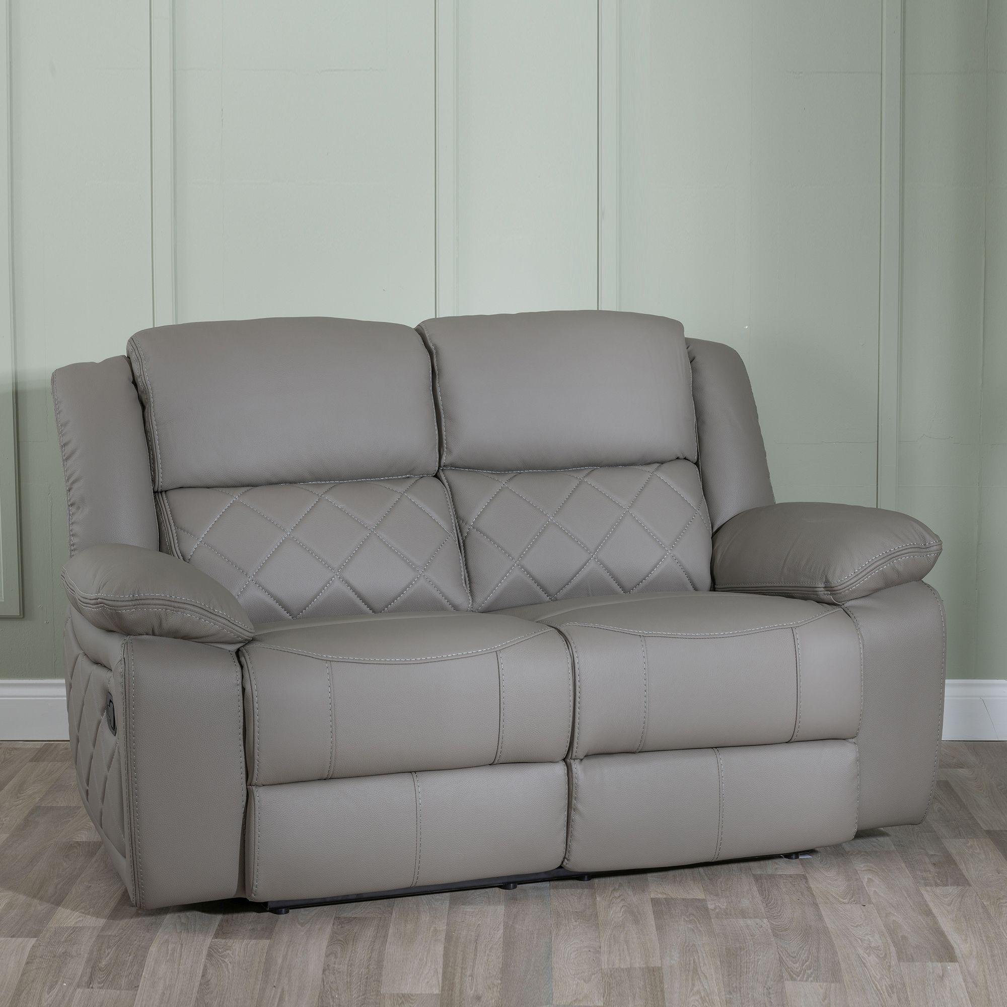 Bentley Recliner Sofa - 2 Seater - Light Grey Leather
