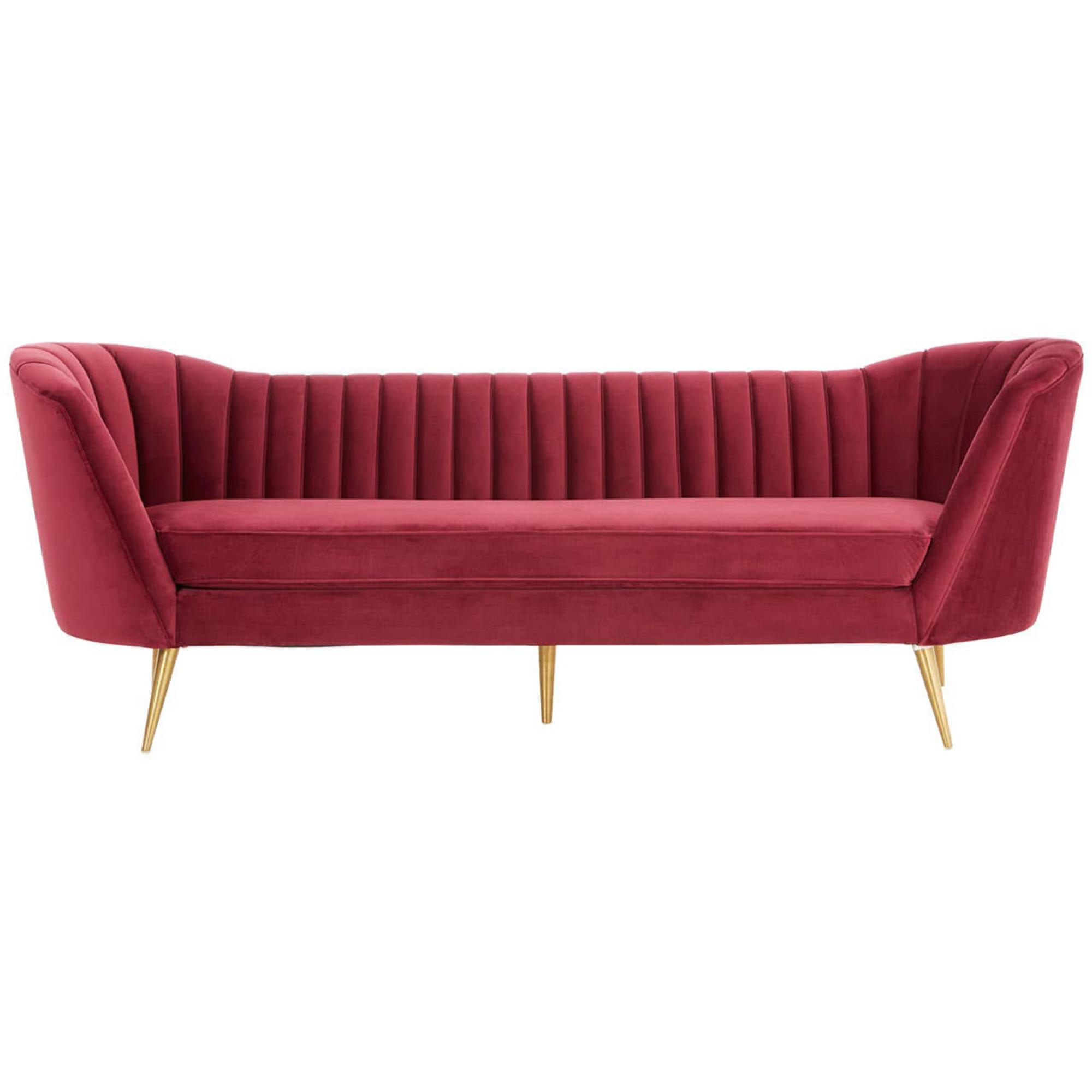 Binky Sofa - 3 Seater - Wine Velvet Fabric