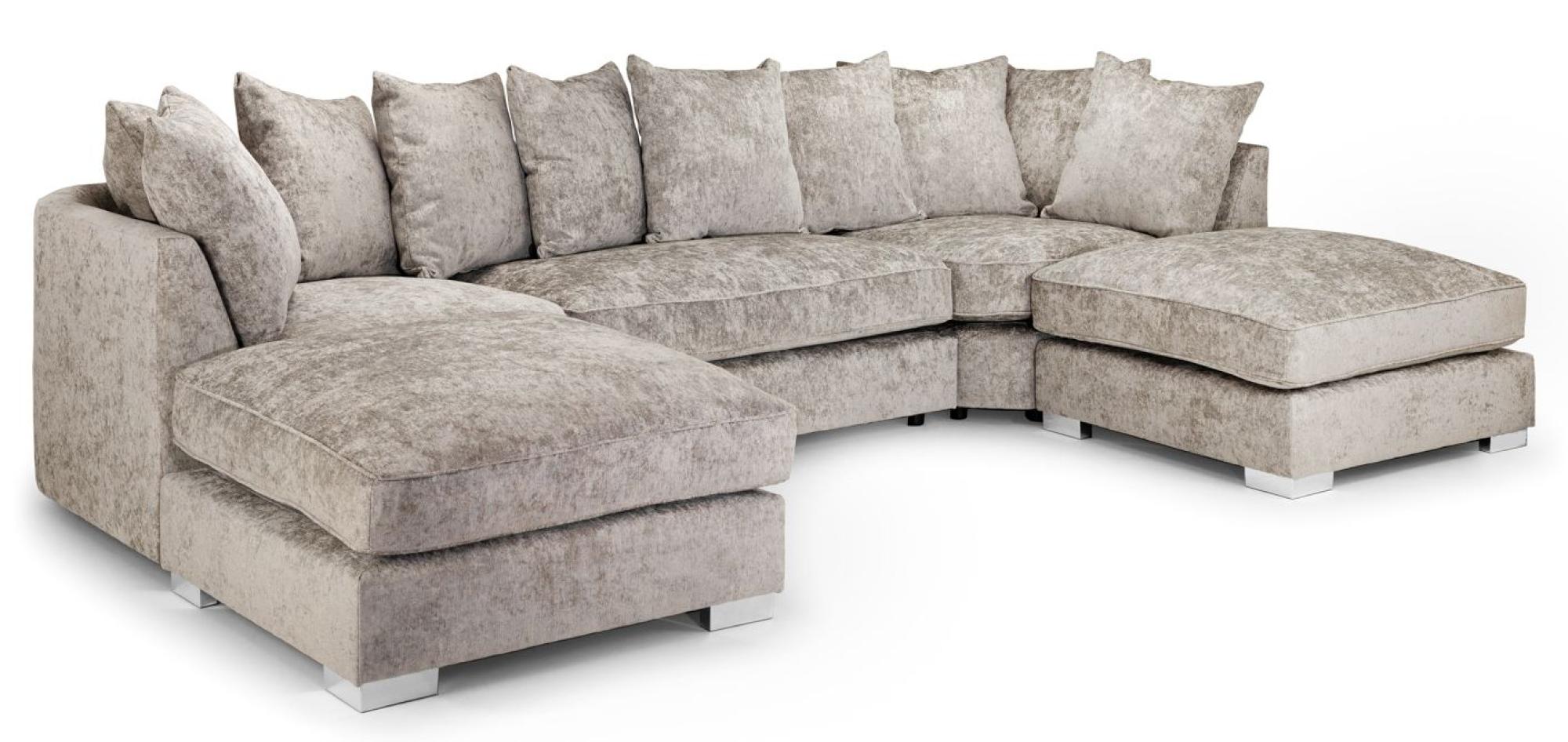 Bishop U Shape Corner Sofa Suite - Scatterback - Truffle Velvet Fabric