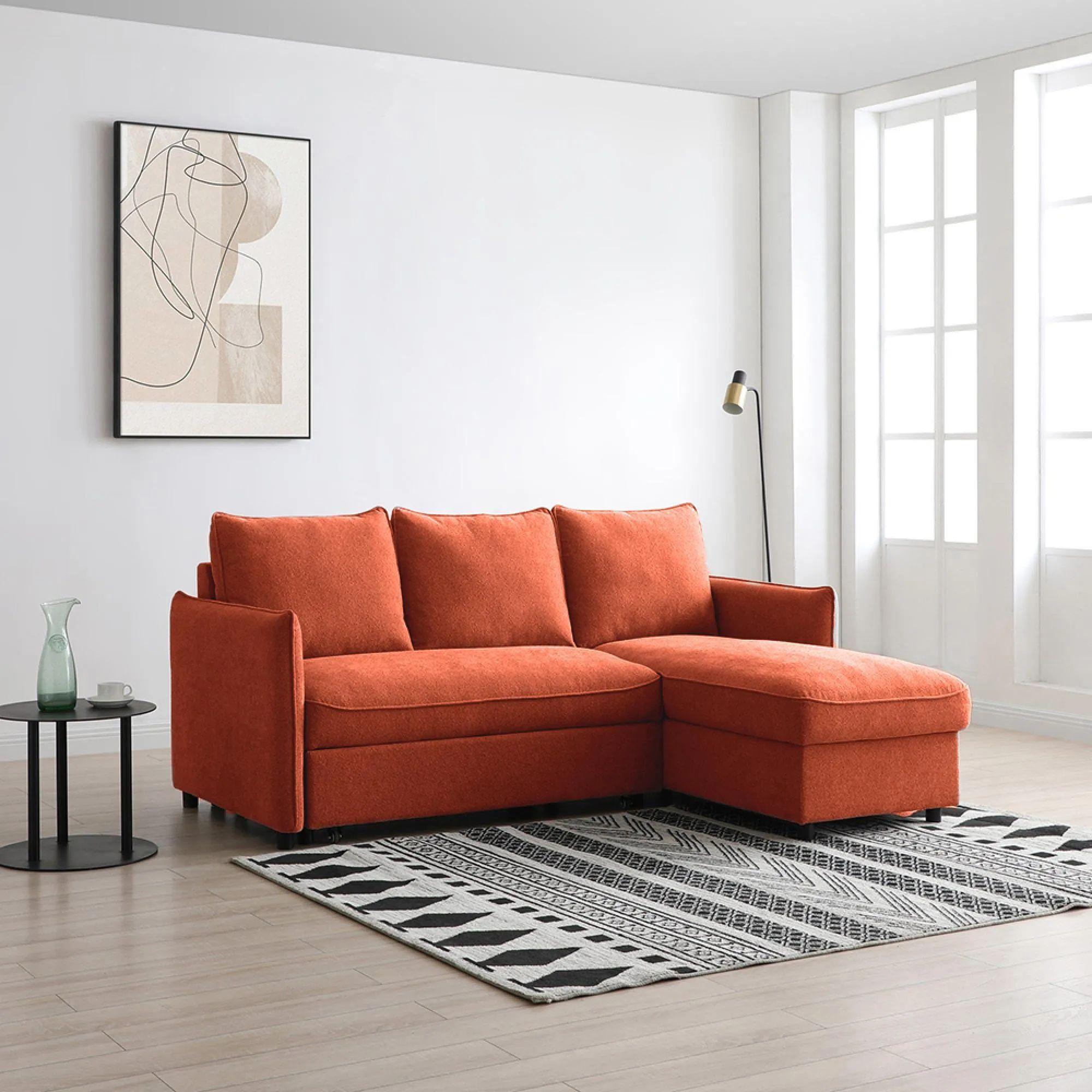 Blaire Sofa Bed - Athena Burnt Orange Velvet Fabric - Corner