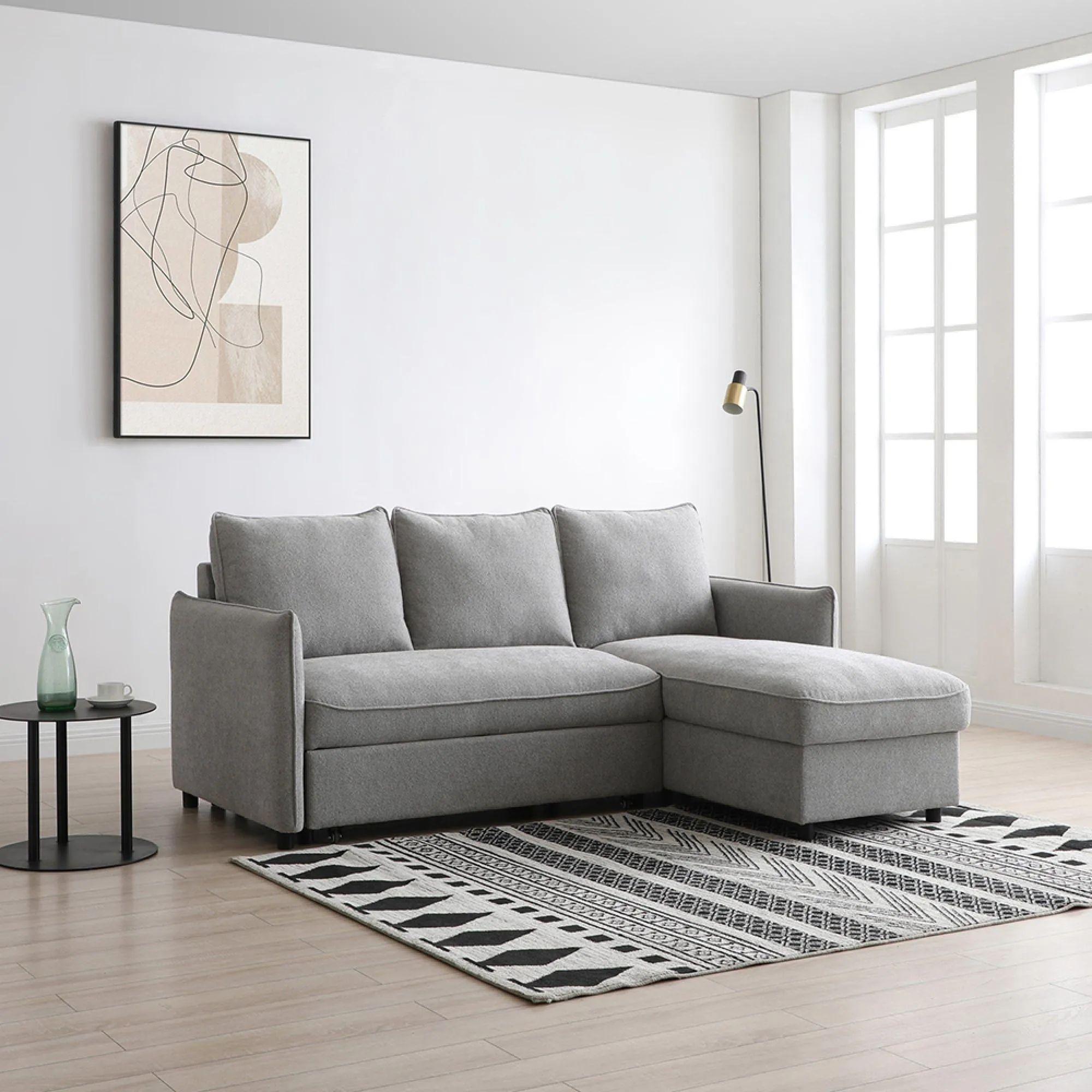 Blaire Sofa Bed - Athena Grey Velvet Fabric - Corner