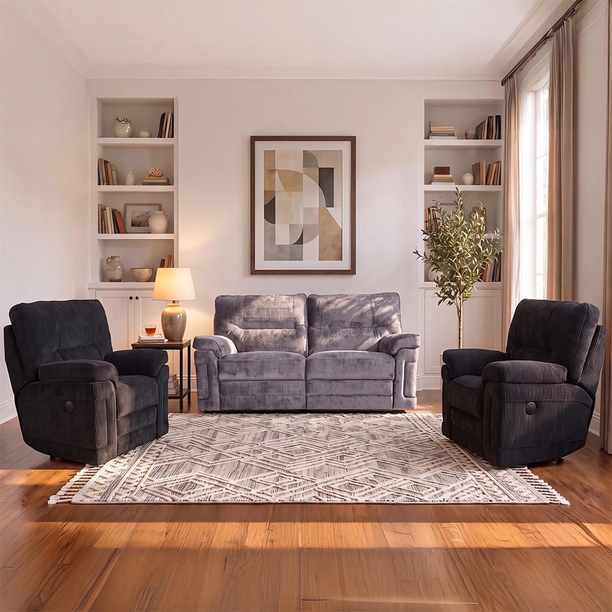 Buoyant Plaza Fabric Sofa Set - 2+1+1 Seater Recliner - Variation Available