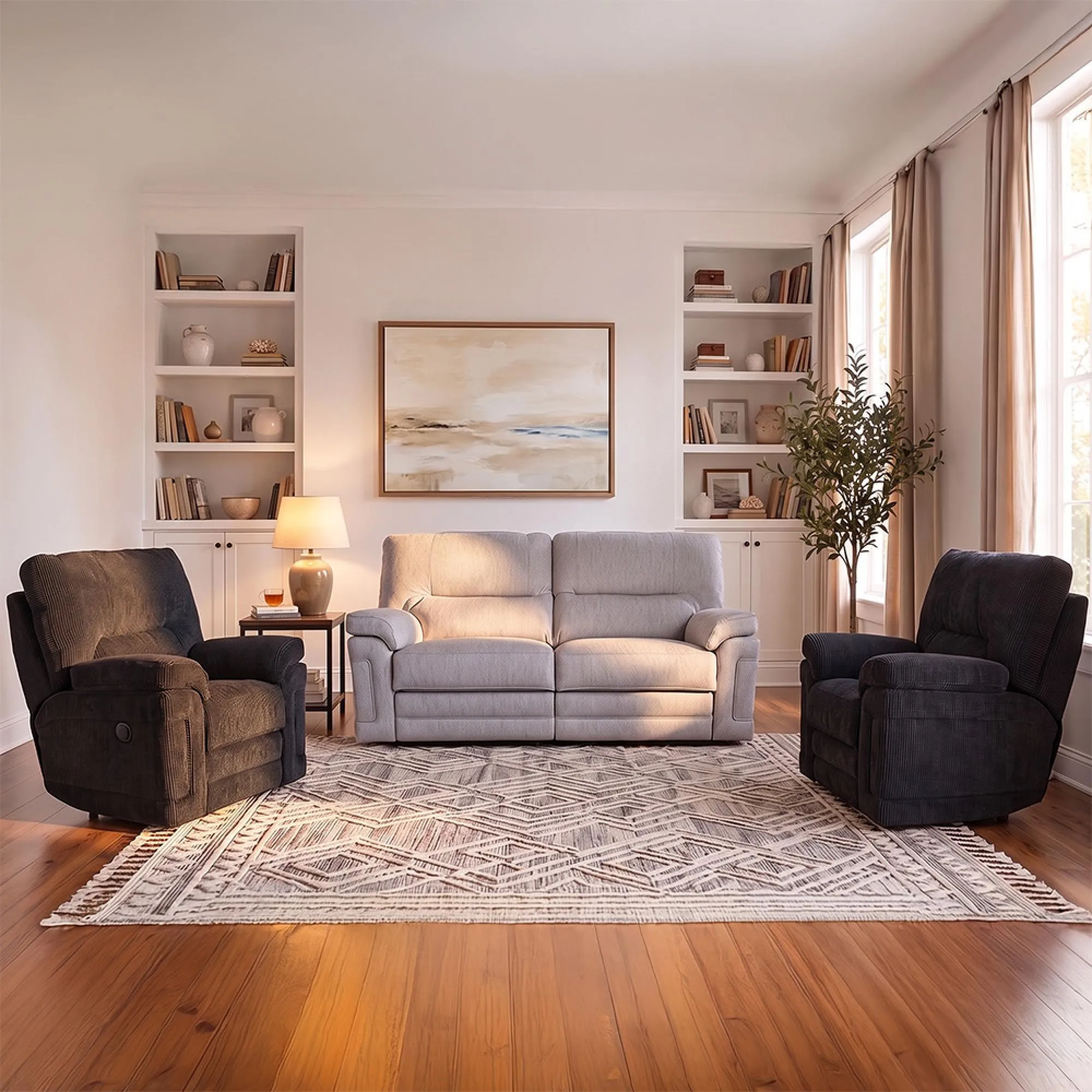 Buoyant Plaza Fabric Sofa Set - 3+1+1 Seater Recliner - Variation Available