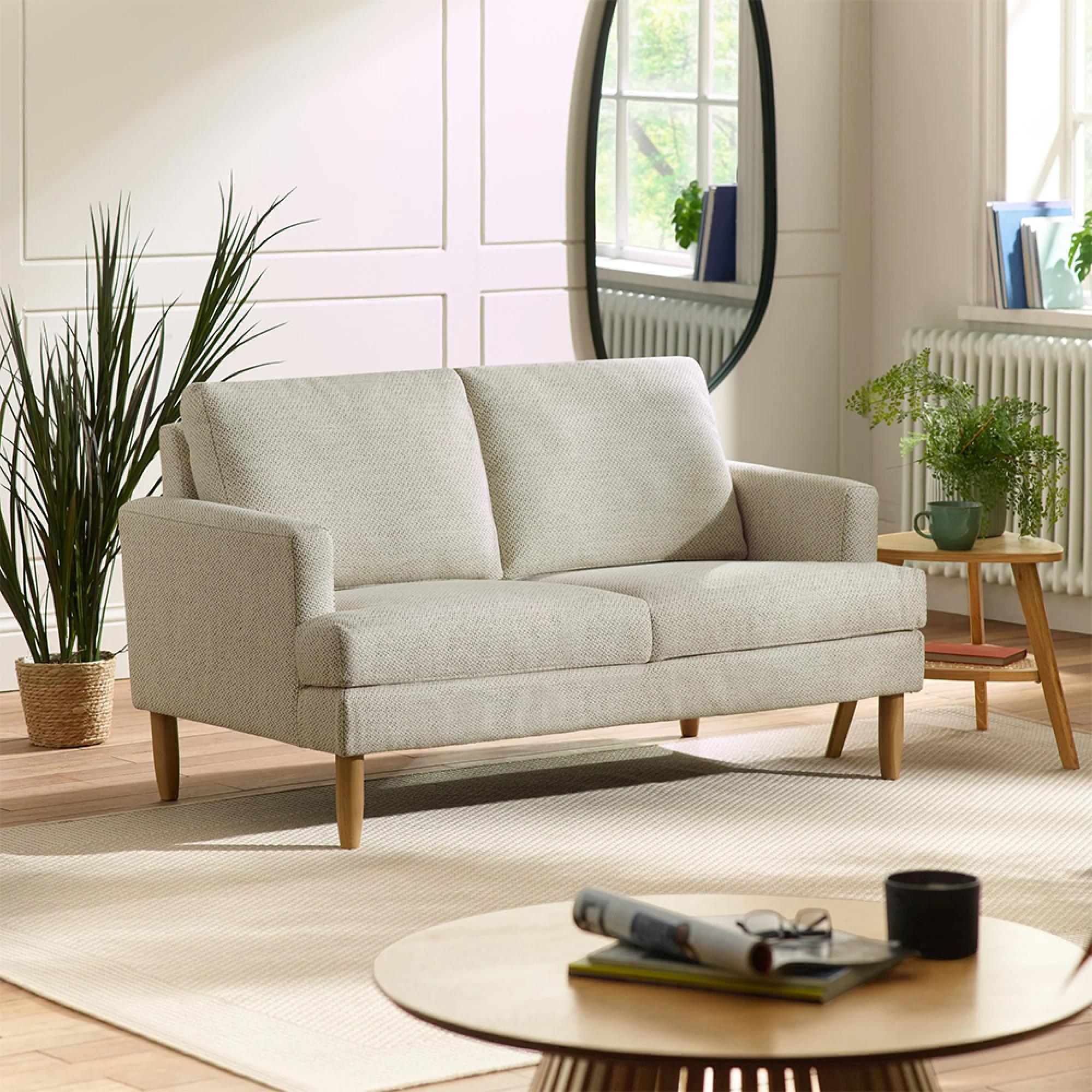 Daisy Beige Pearl Barley Fabric Sofa - 2 Seater