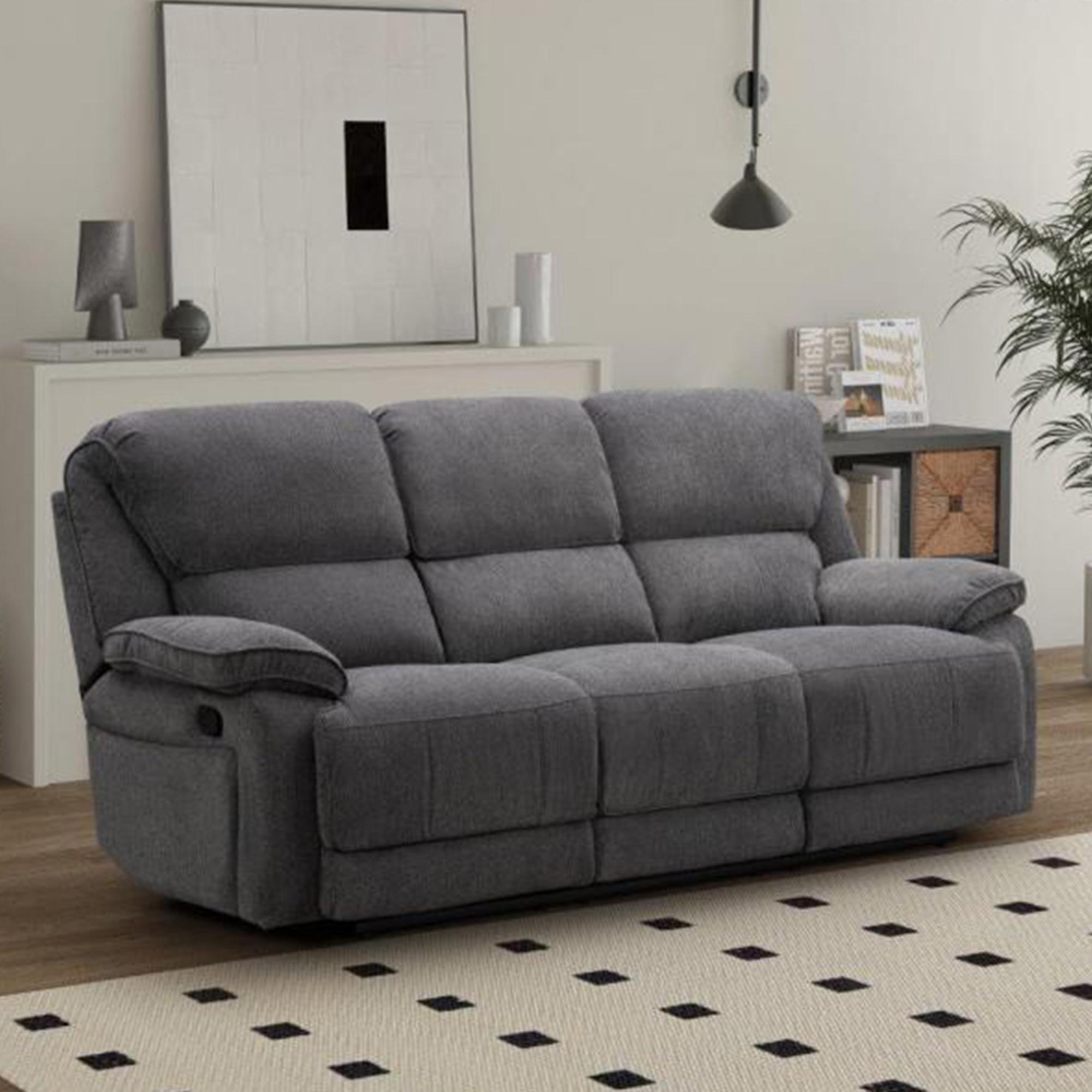 Douglas Recliner Sofa - Dark Grey Fabric - 3 Seater
