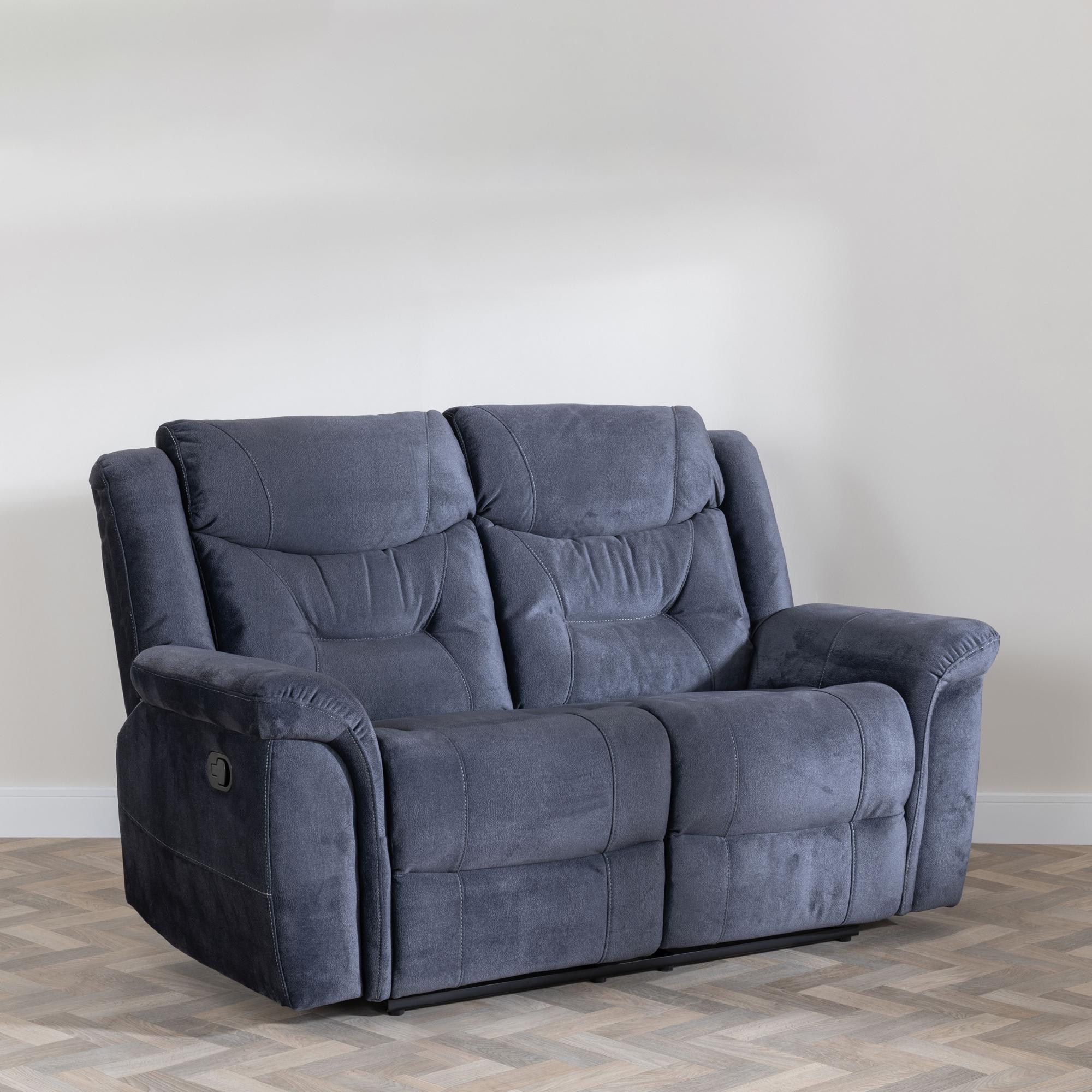 Dudley Silvano Recliner Sofa - 2 Seater - Blue Fabric