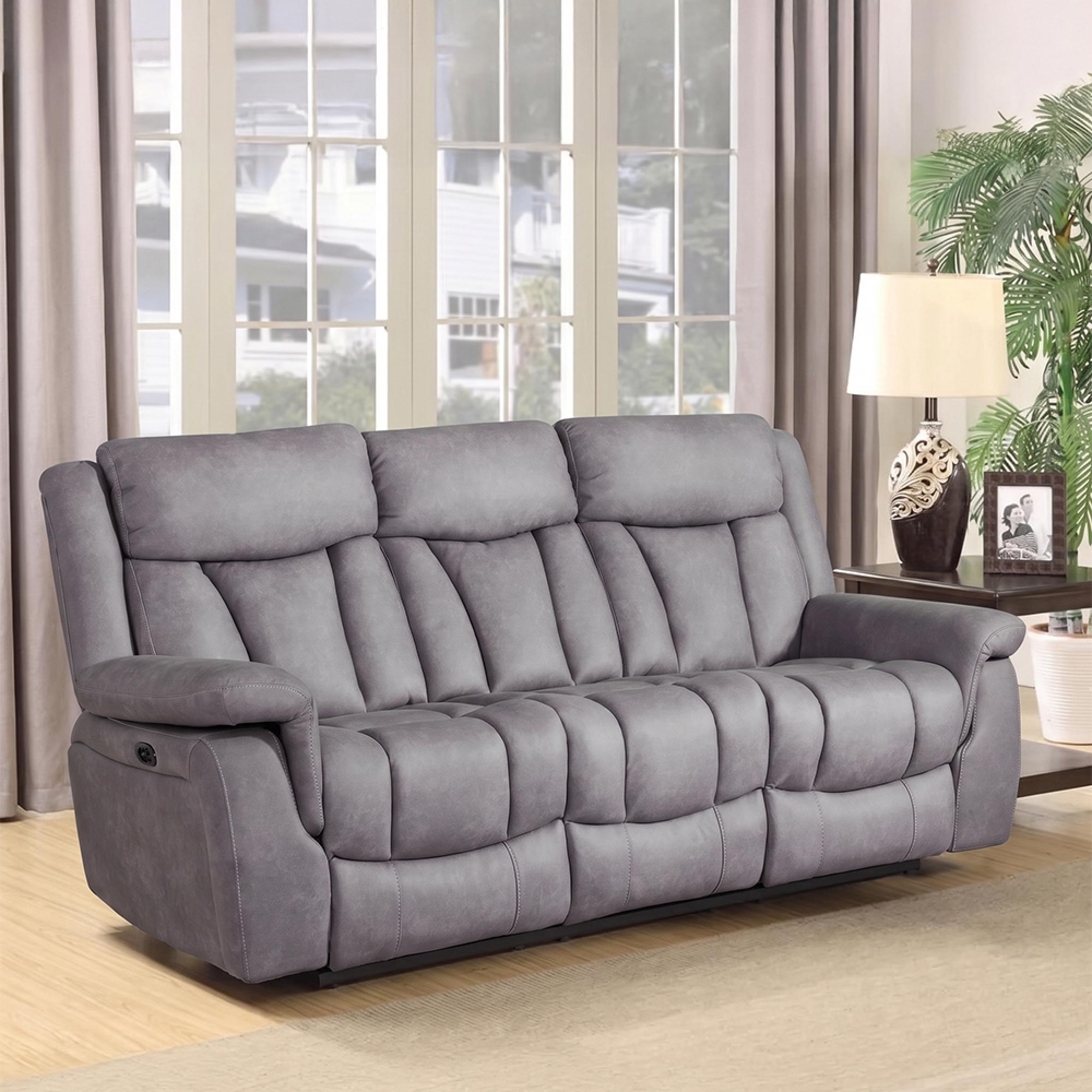 Dylan Electric Recliner Sofa - 3 Seater - Grey Fabric