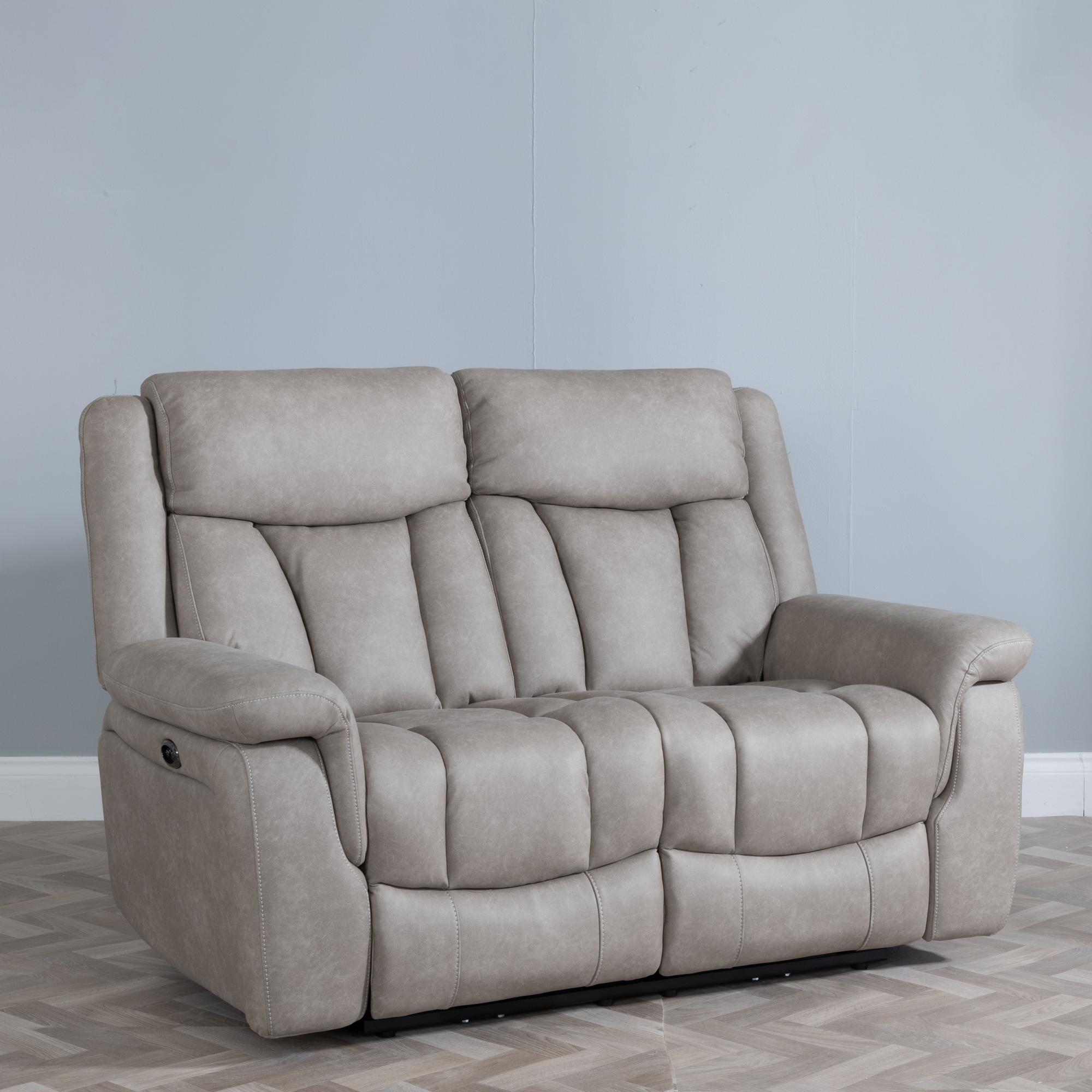 Dylan Electric Recliner Sofa - 2 Seater - Sandstone Fabric