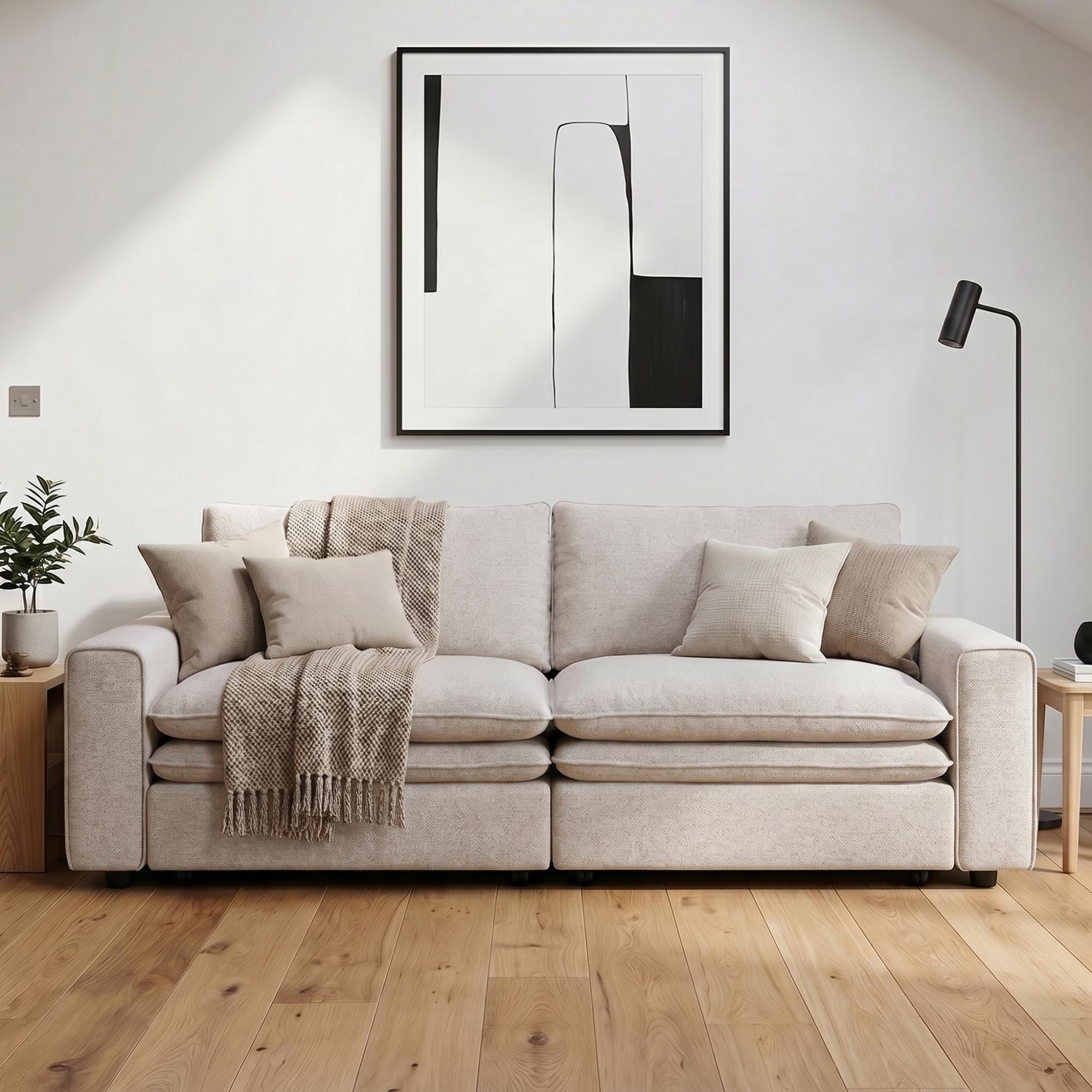Florence Cloud Electric Recliner Sofa Bed - Beige Fabric - 2 Seater - Pull Out