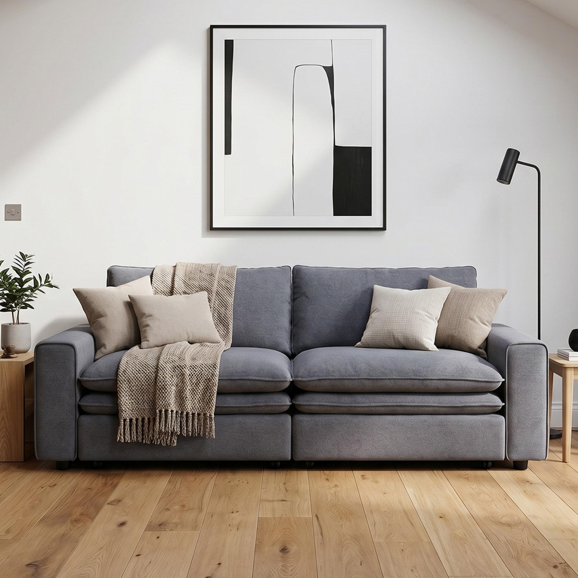 Florence Cloud Electric Recliner Sofa Bed - Grey Fabric - 2 Seater - Pull Out