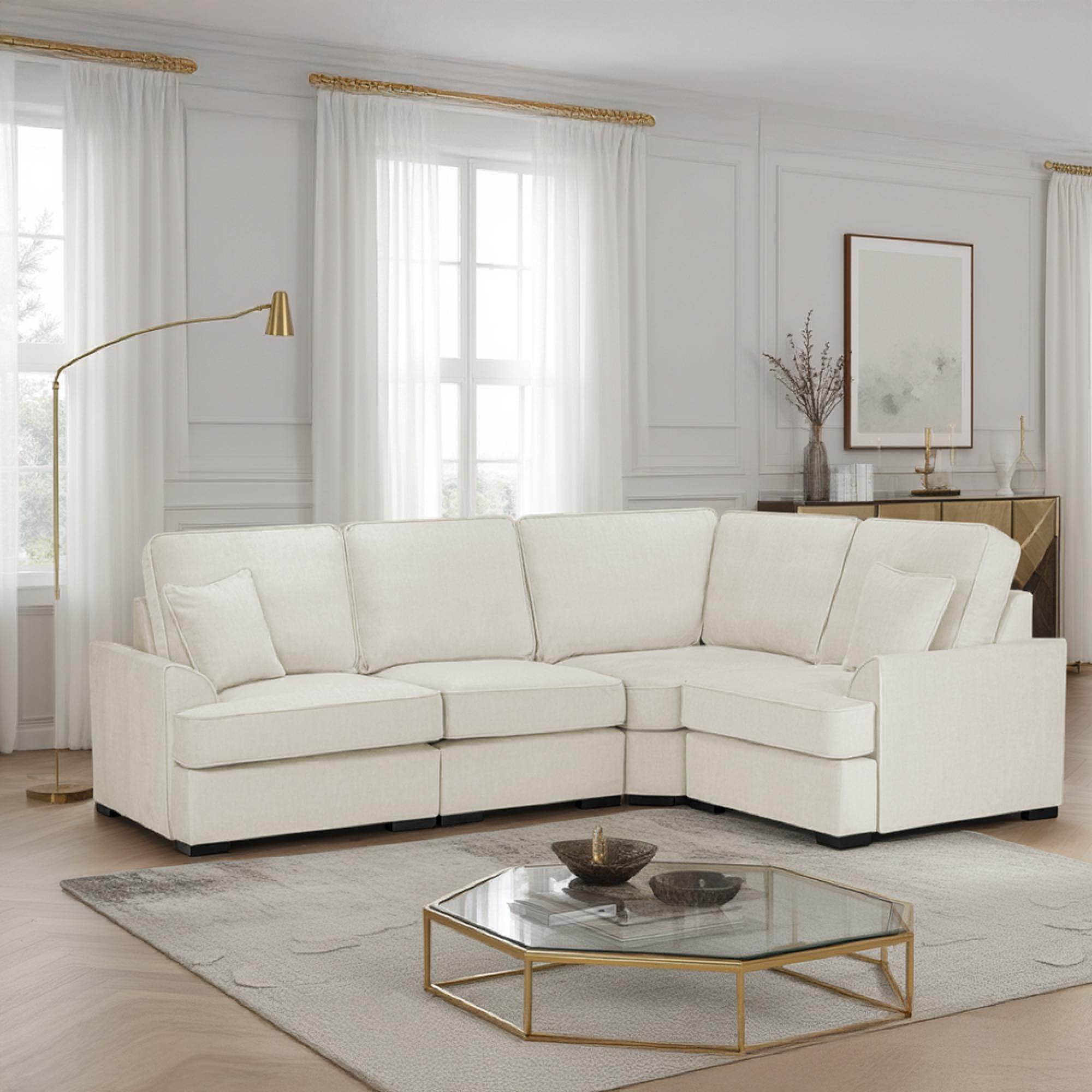 Funk Corner Sofa - Beige Fabric - LHF