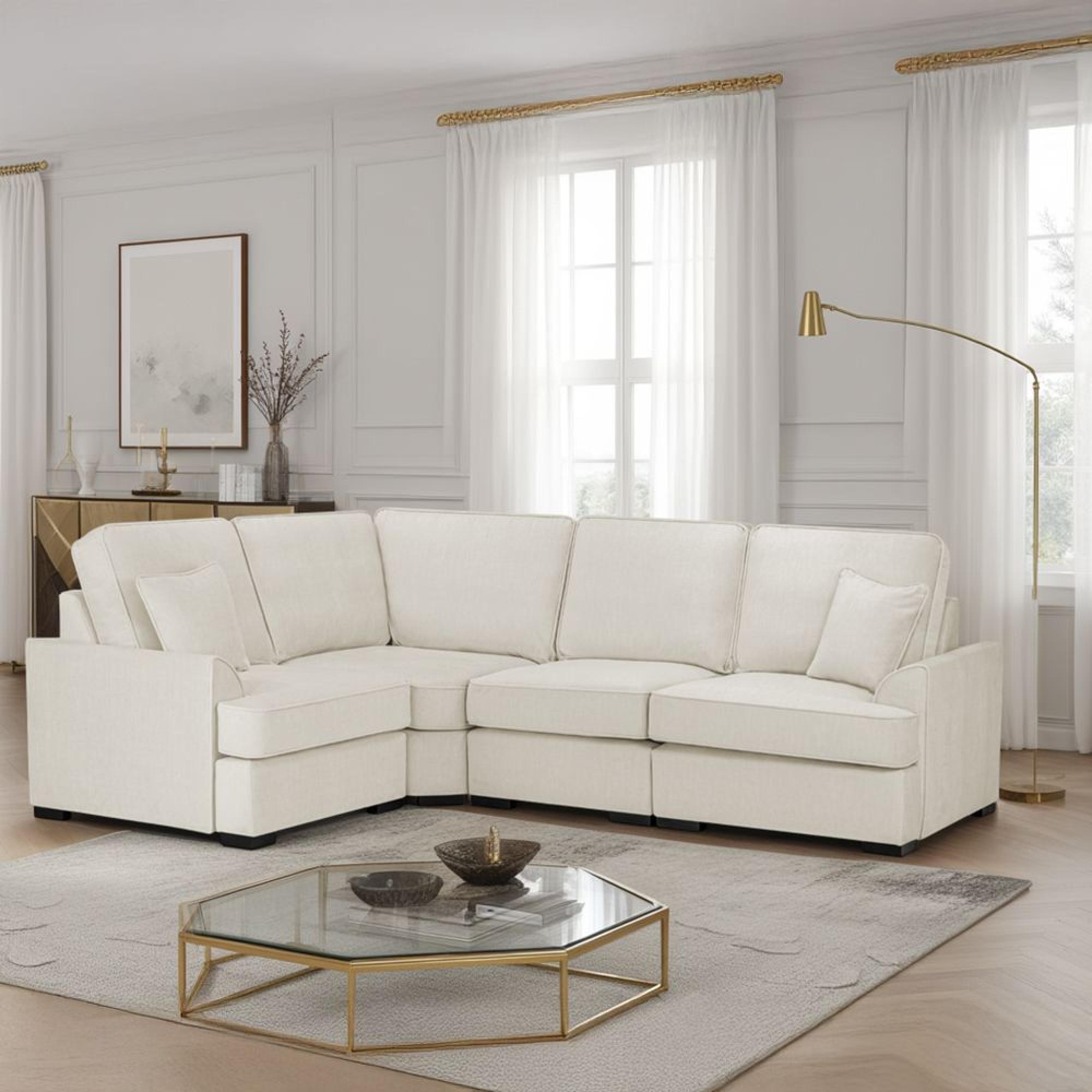 Funk Corner Sofa - Beige Fabric - RHF