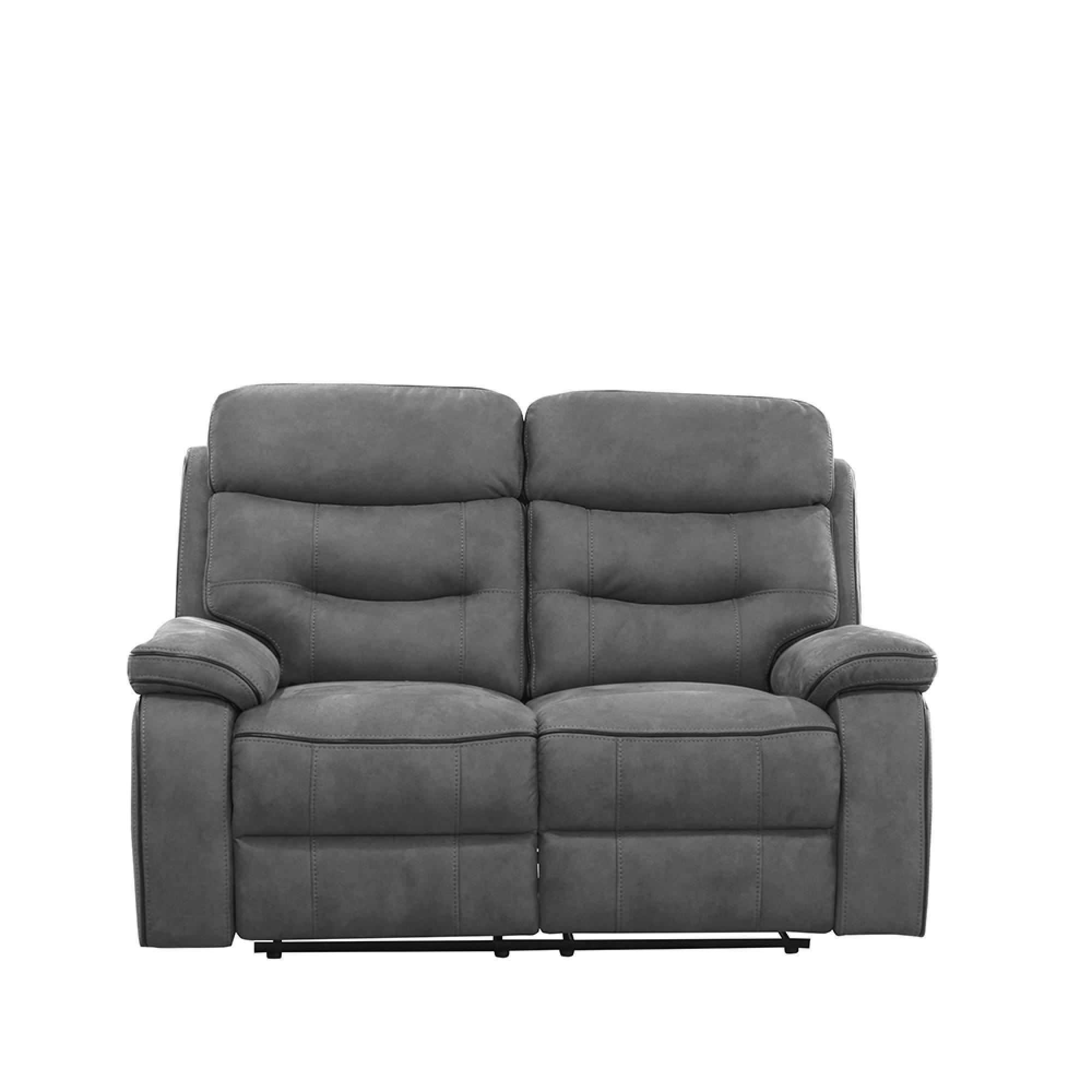 Gabrielle Manual Recliner Sofa - Charcoal Leather - 2 Seater