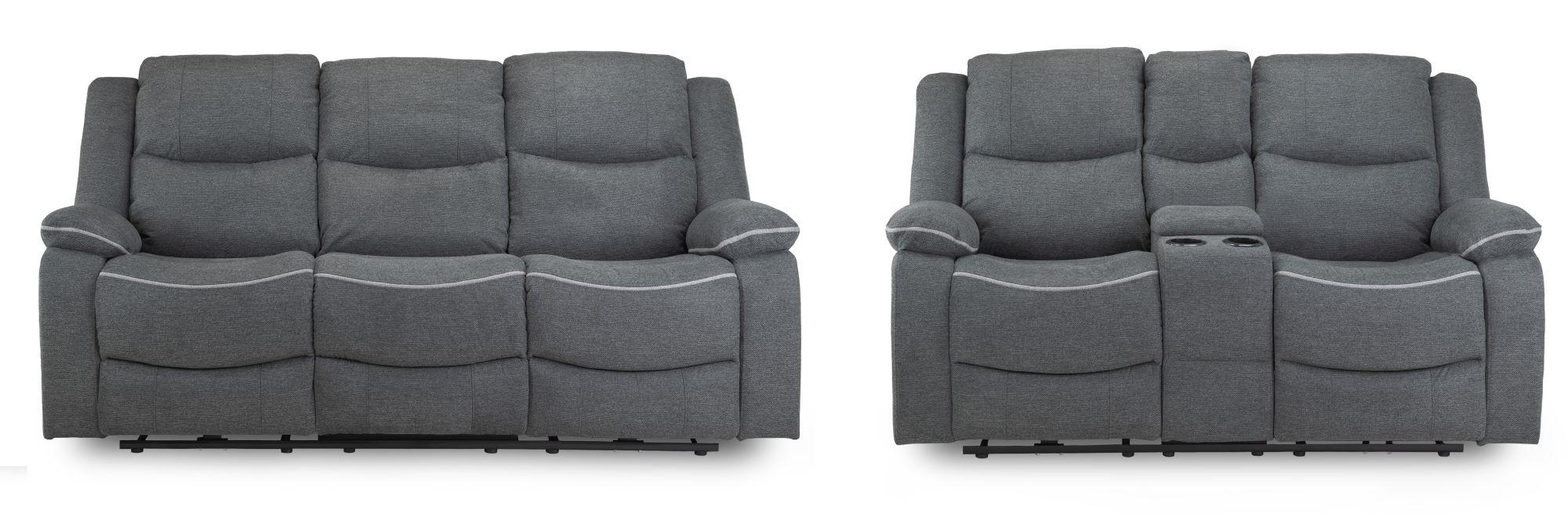 Harald Electric Recliner Sofa Set - Graphite Fabric - 3+2 Seater