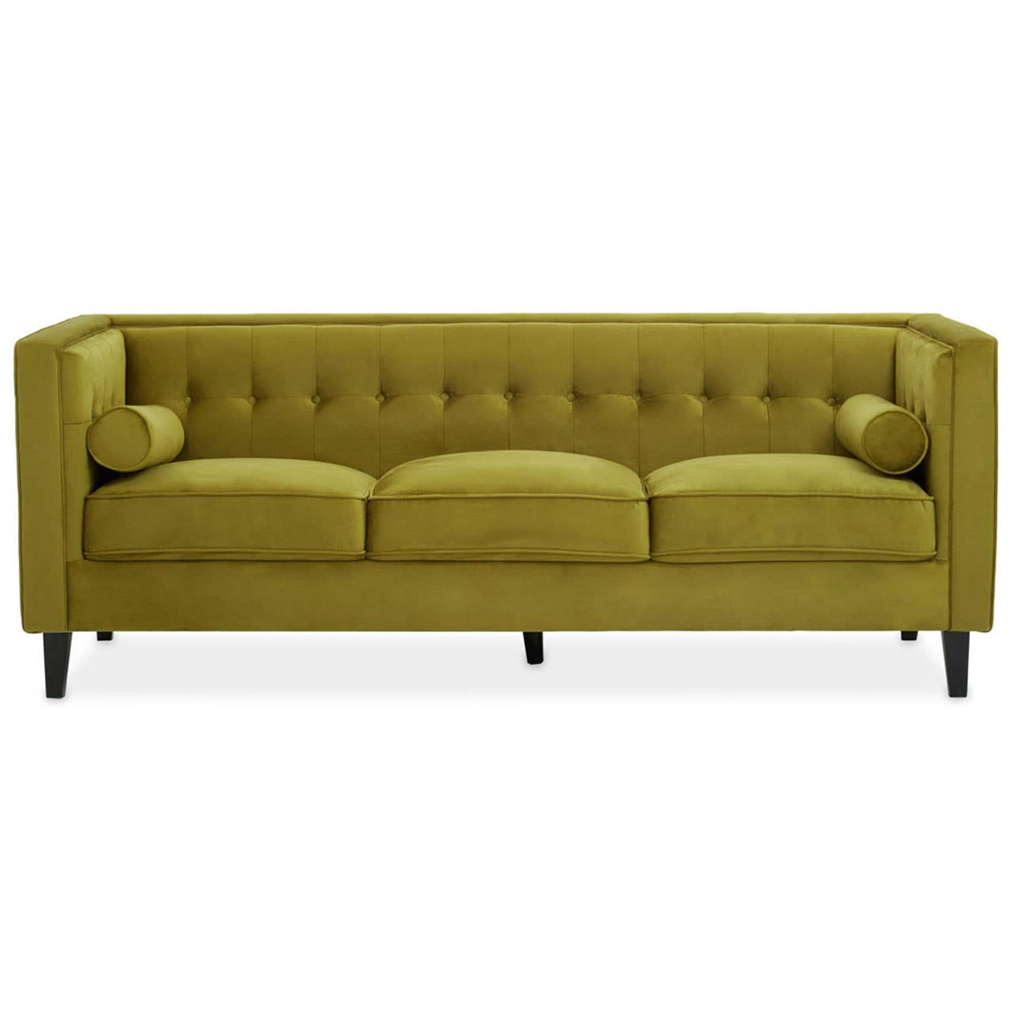 Helia Sofa - 3 Seater - Olive Velvet Fabric