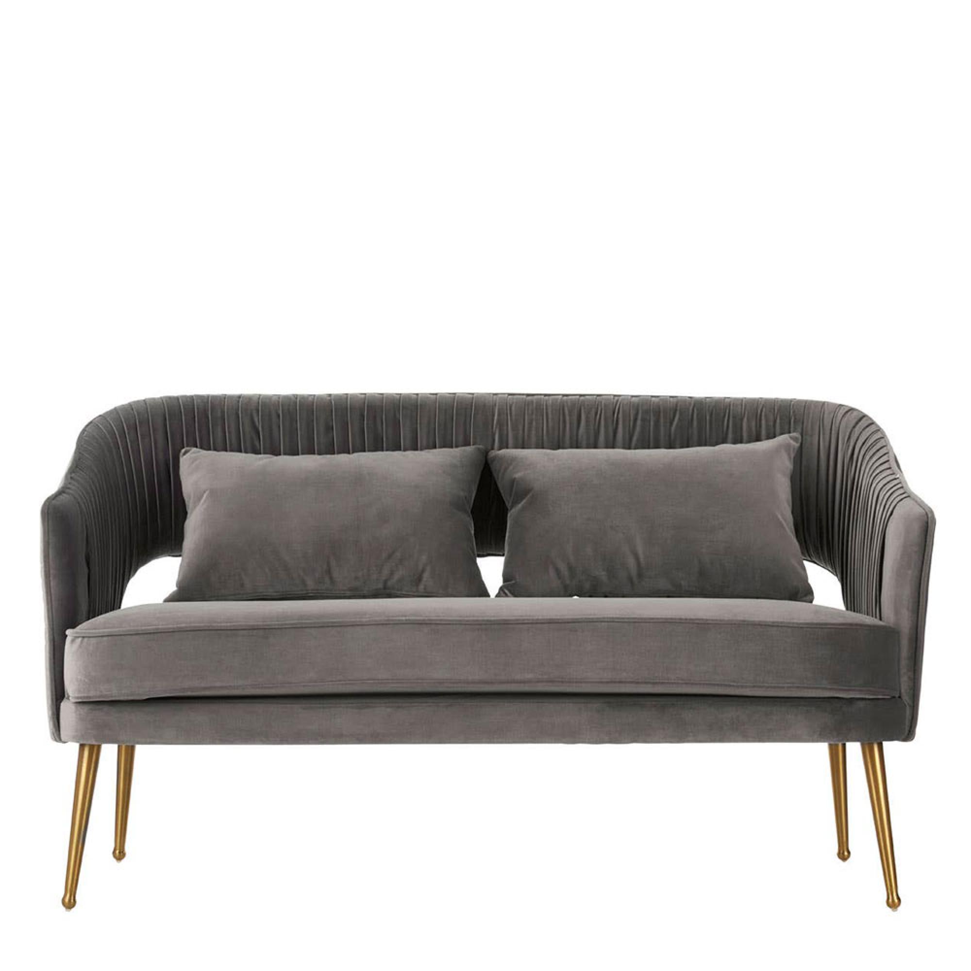 Hendricks Sofa - 2 Seater - Grey Velvet Fabric