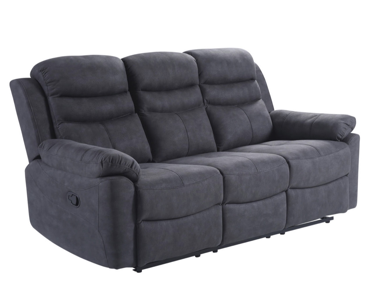Hooven Recliner Sofa - 3 Seater - Charcoal Fabric