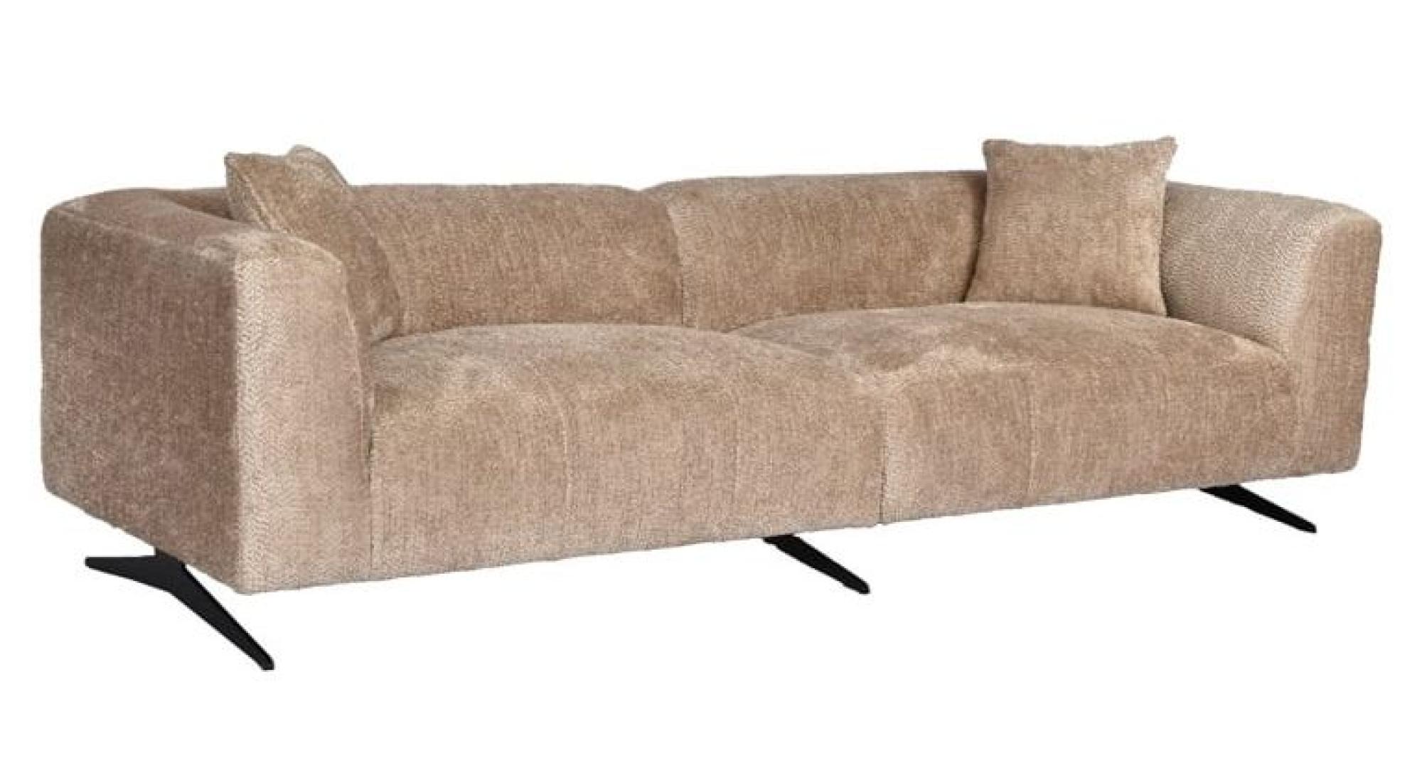 Hoxton Beige Fabric 4 Seater Sofa with Black Legs