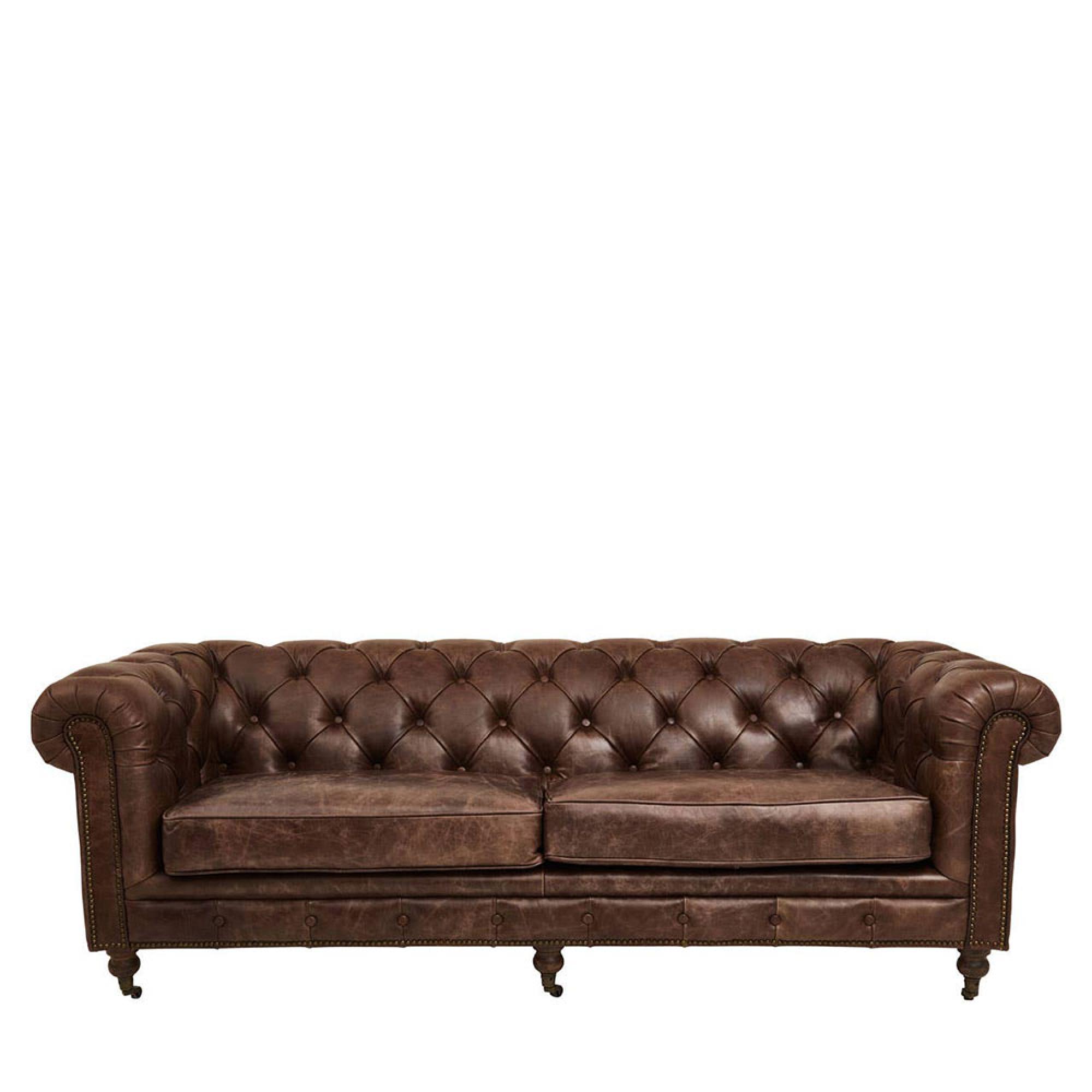 Hoxton Sofa - Chesterfield - 3 Seater - Brown Leather
