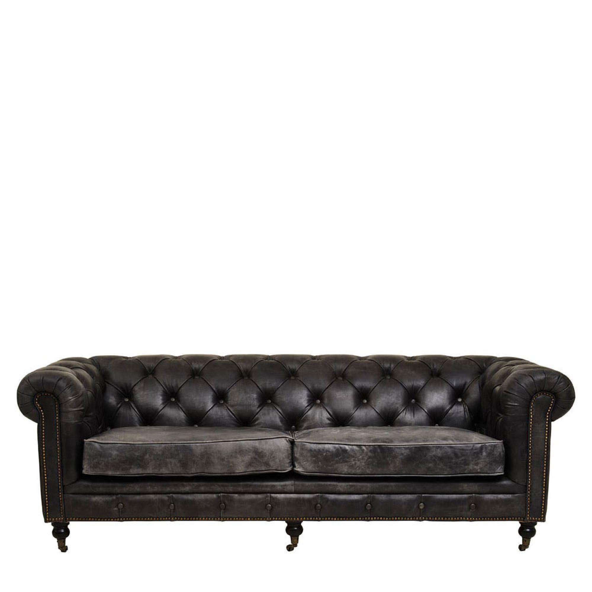 Hoxton Sofa - Chesterfield - 3 Seater - Dark Grey Leather