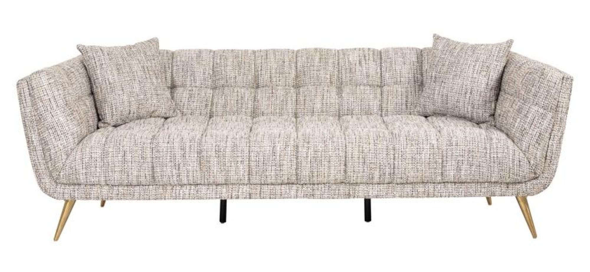Huxley Beige Fabric 3 Seater Sofa with Brushed Gold Legs
