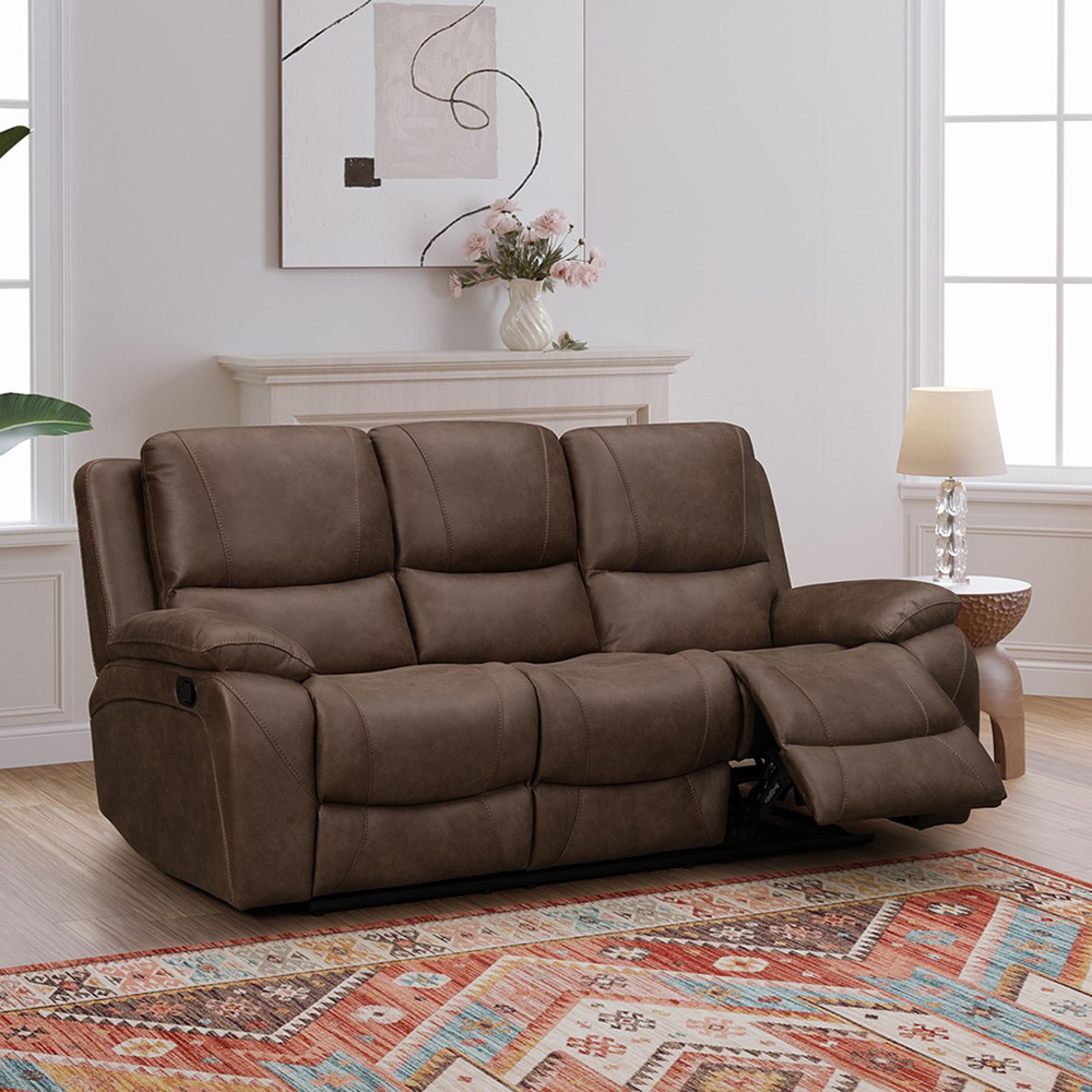 Isobella Manual Recliner Sofa - Chocolate Fabric - 3 Seater