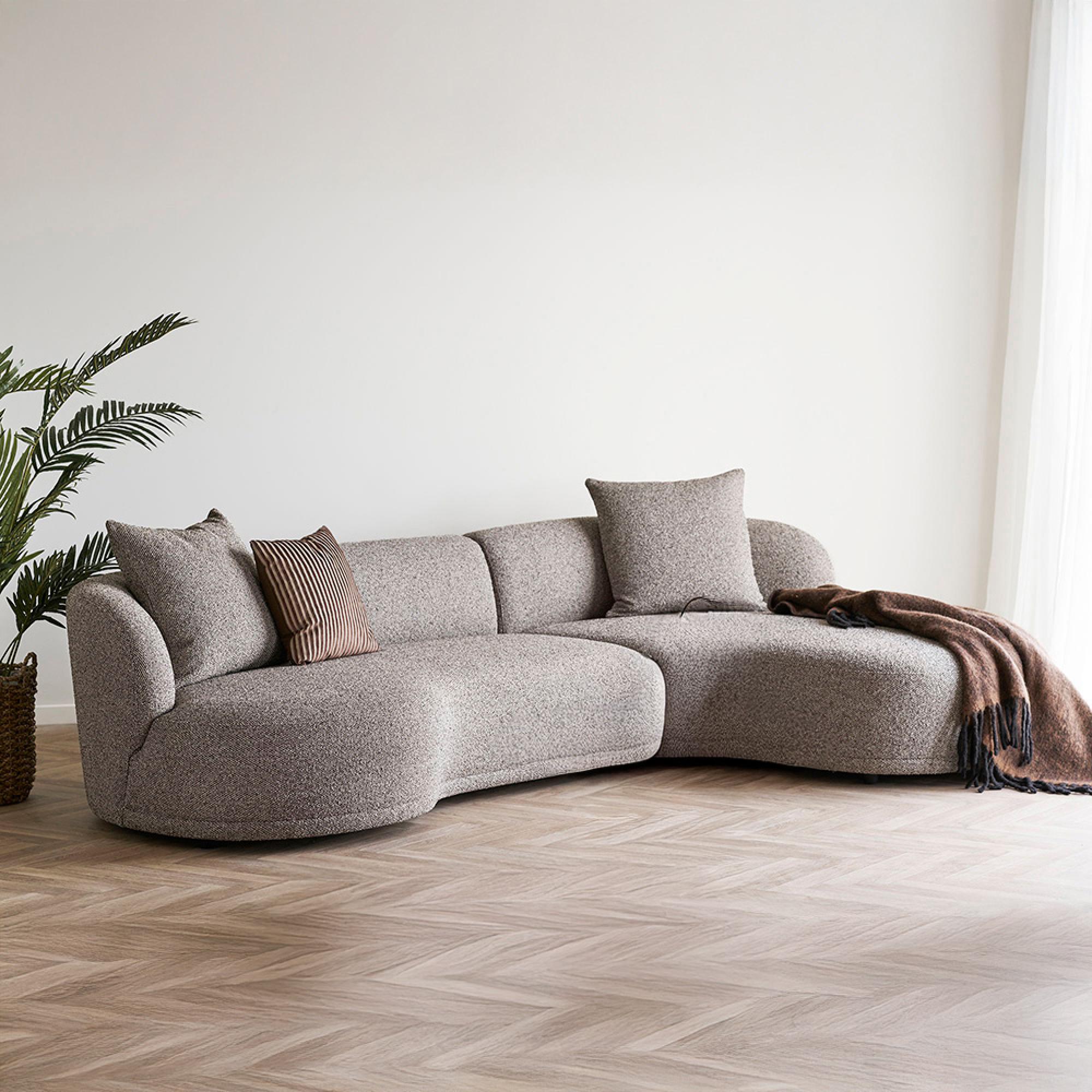 Kingston Lounge Sofa - Brown Fabric - RHF