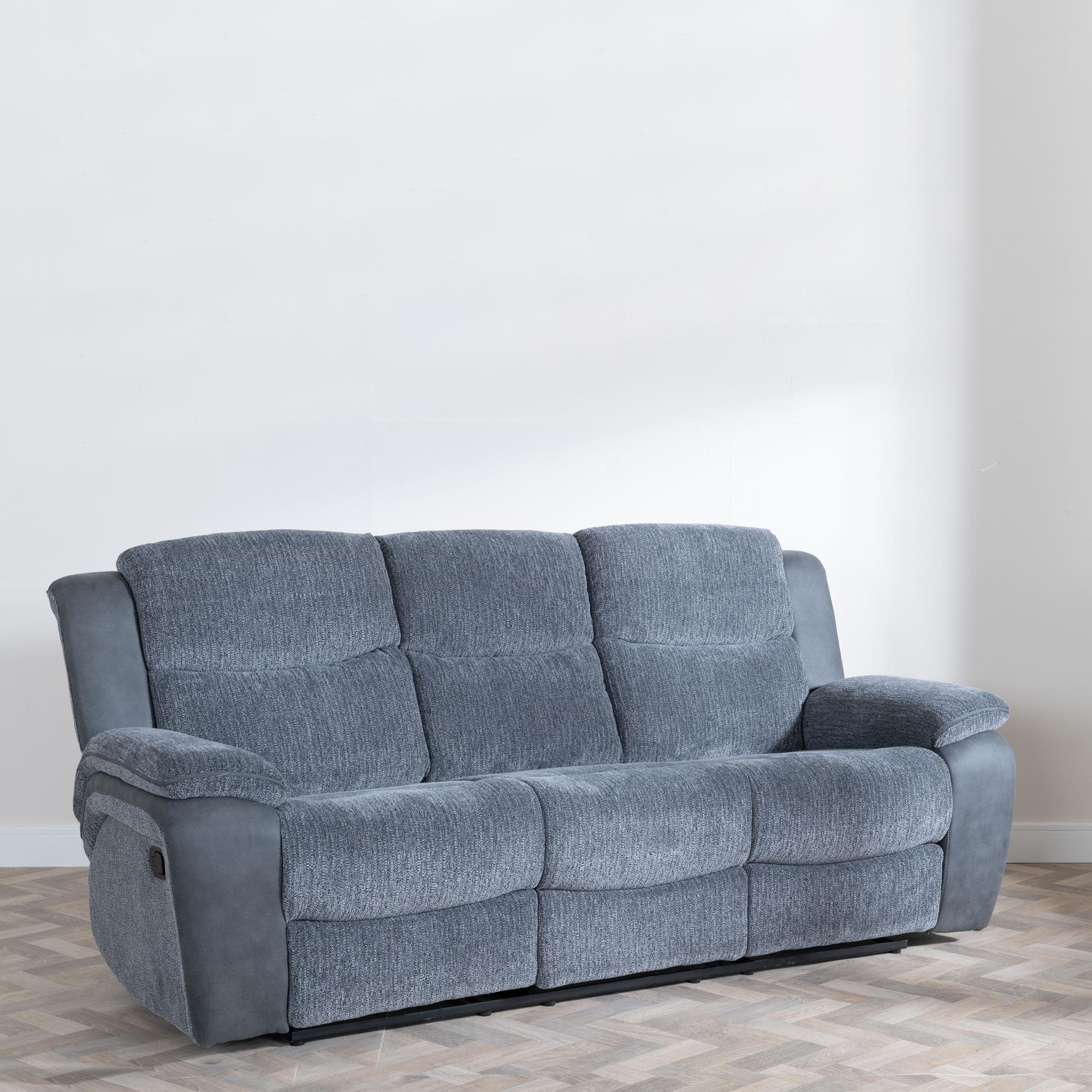 Legend Recliner Sofa - 3 Seater - Grey Fabric