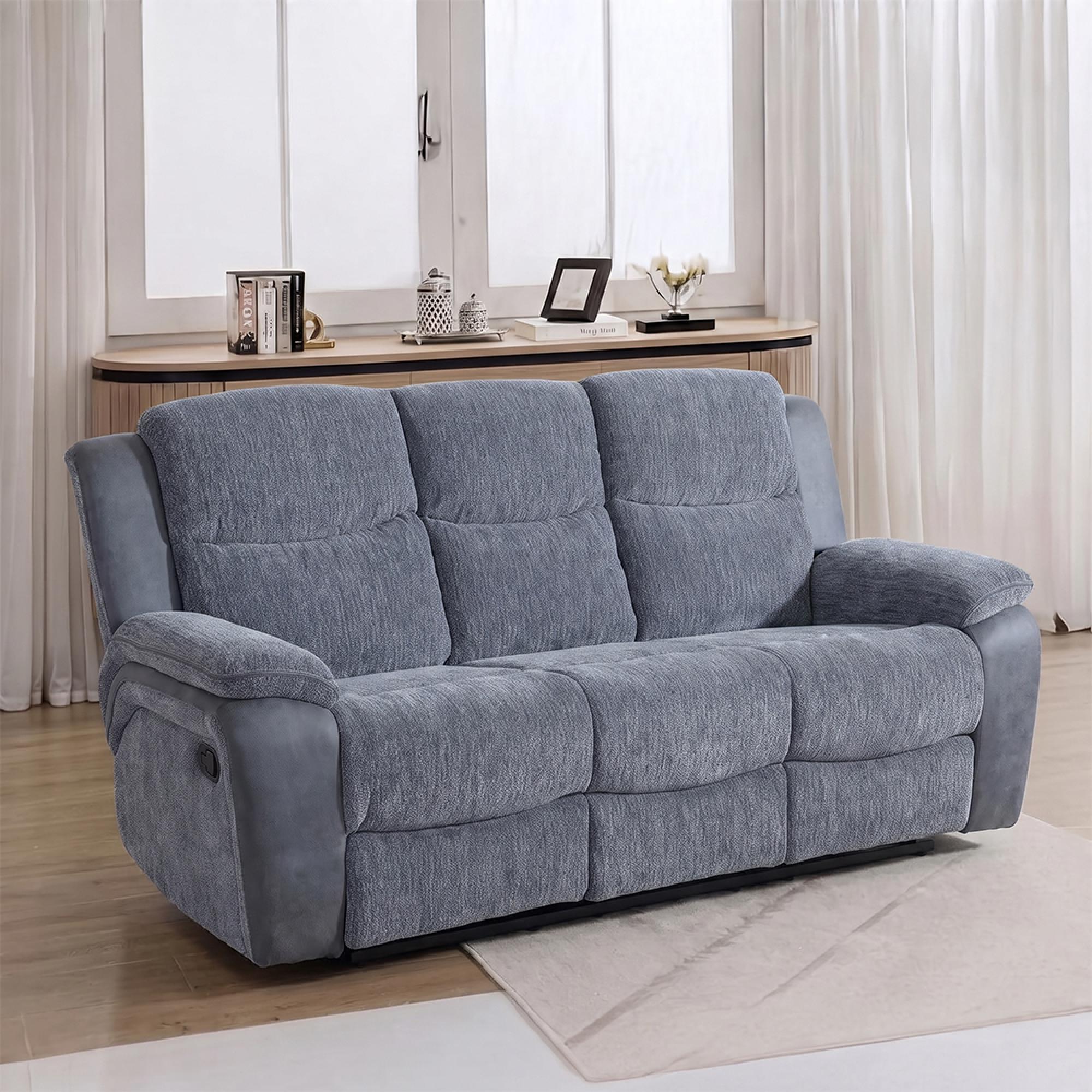 Legend Recliner Sofa - 3 Seater - Grey Fabric