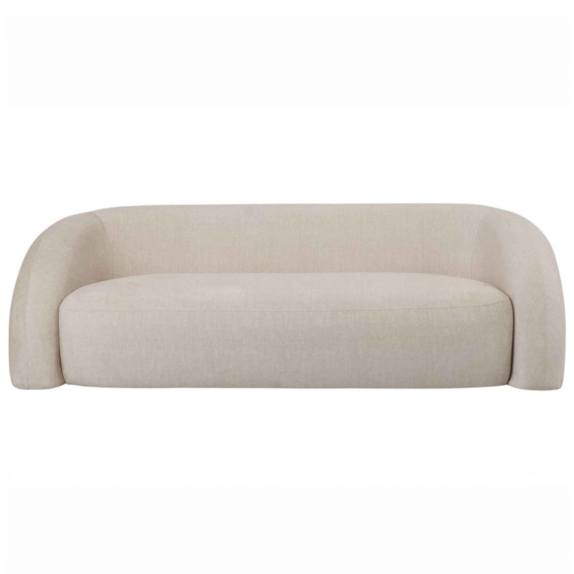 Casa Sofa - Cream Velvet Fabric - Curved - 2 Seater