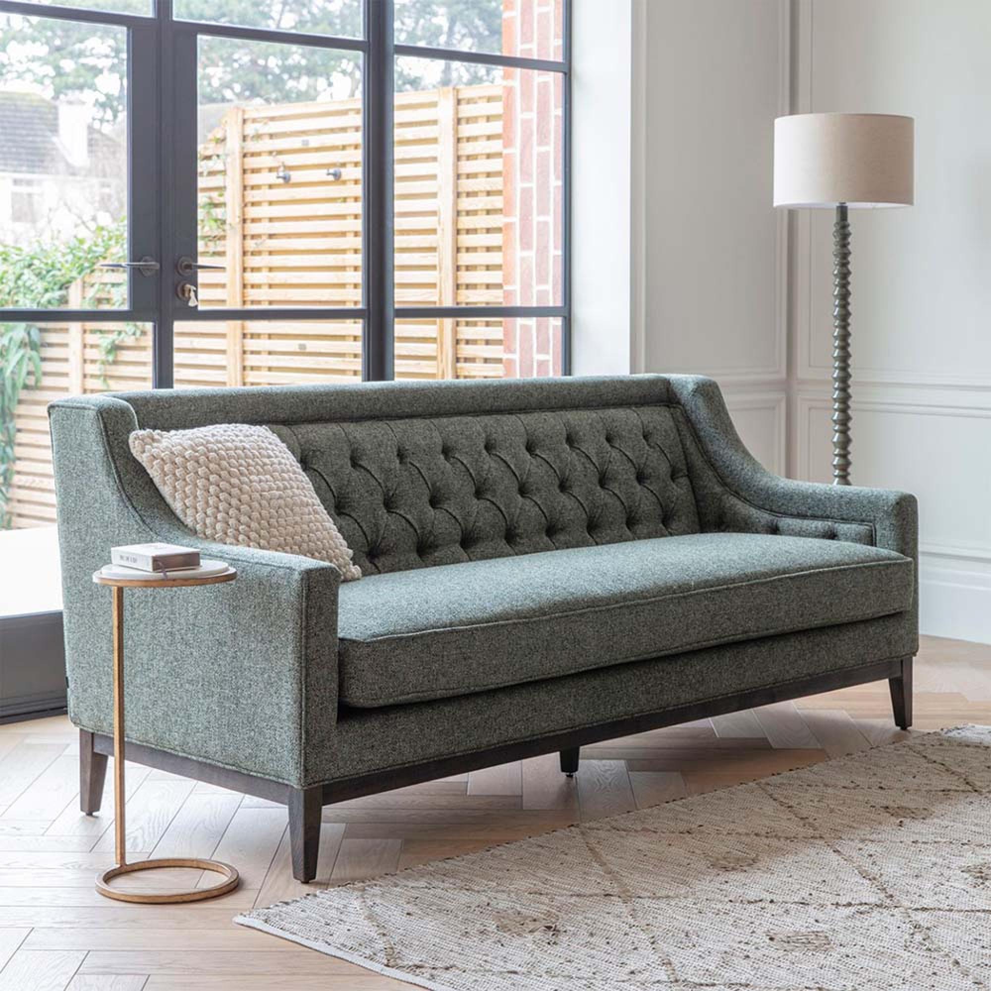 Theodore Sofa - Forest Green - Buttoned - 3 Seater