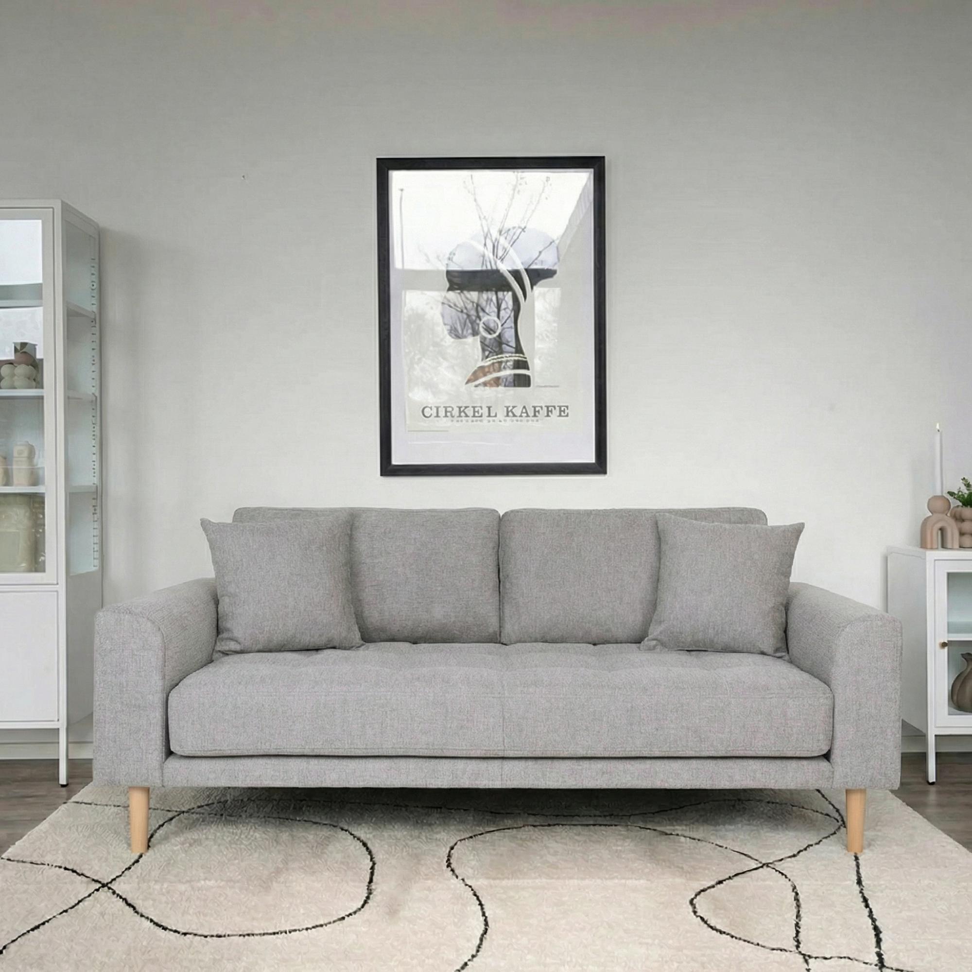 Lido Sofa - 2.5 Seater - Light Grey - Fabric
