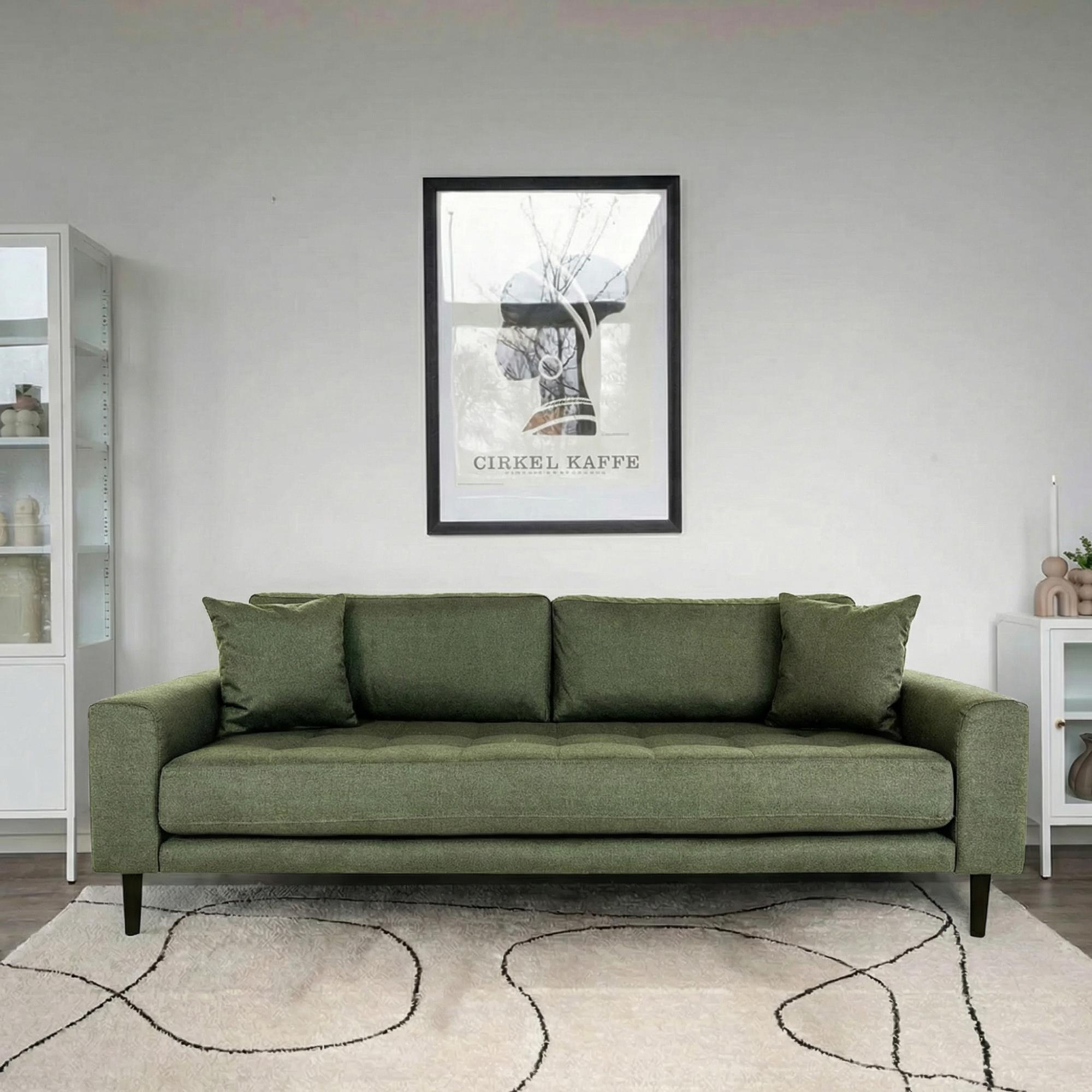 Lido Sofa - 3 Seater - Olive Green - Fabric