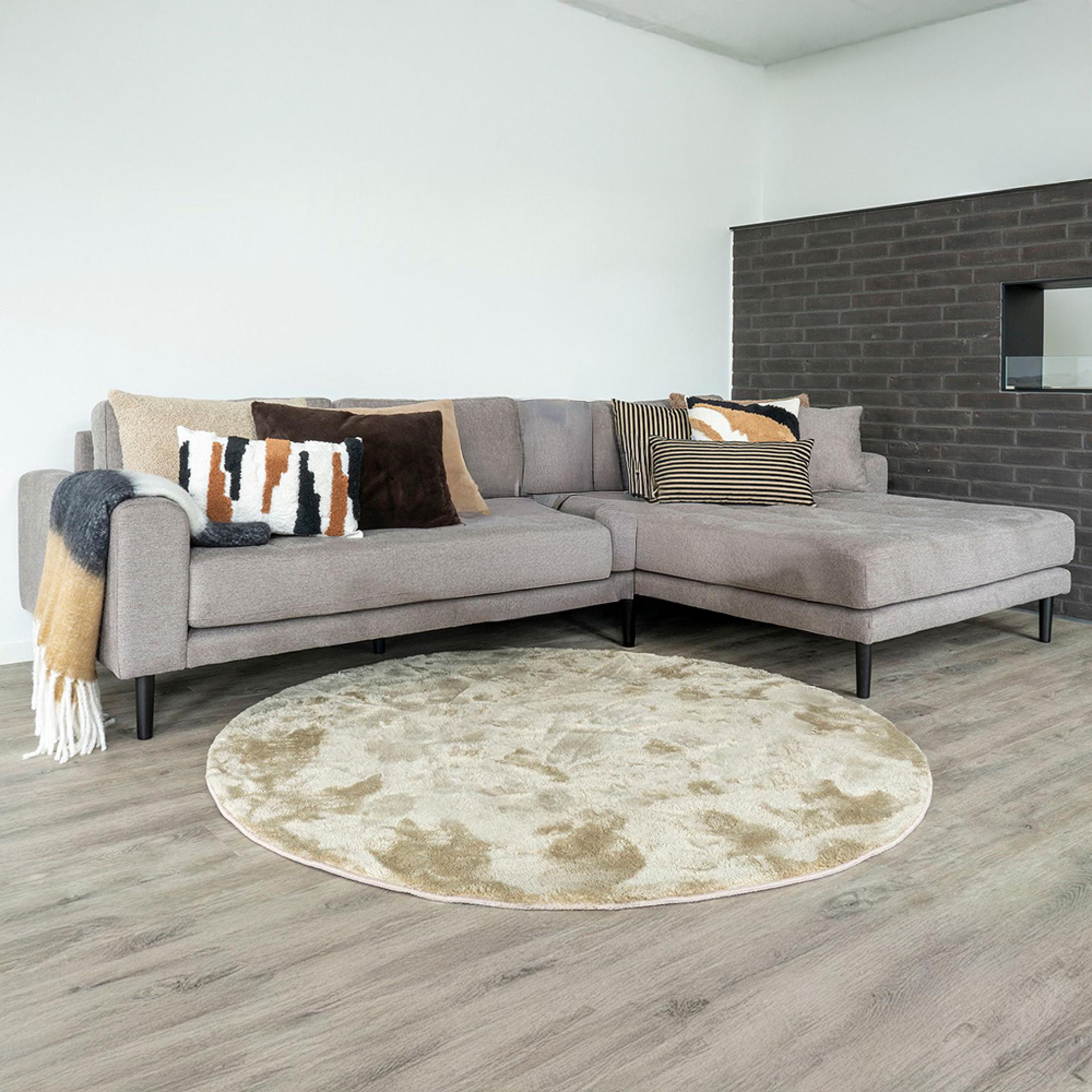 Lido Lounge Sofa - Stone - Fabric - Black Legs - RHF