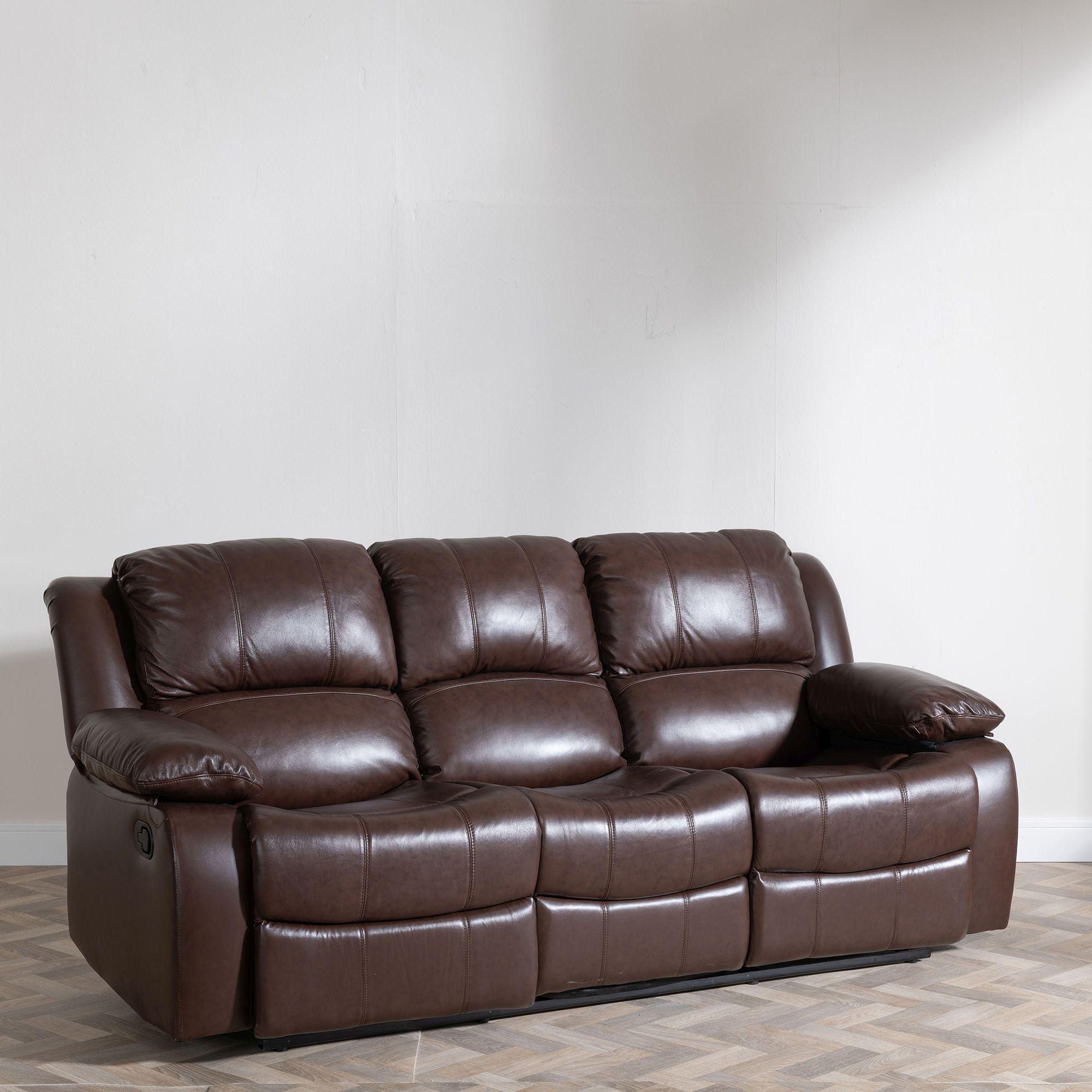 London Recliner Sofa - 3 Seater - Brown Leather