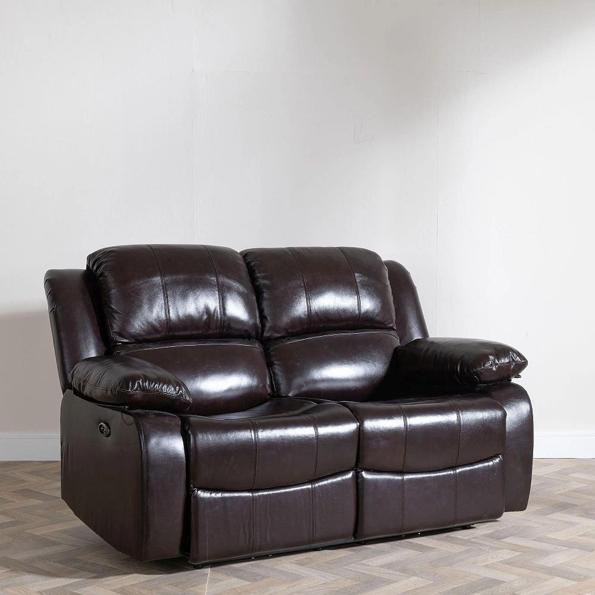 Clearance - London Electric Recliner Sofa - 2 Seater - Burgundy Leather