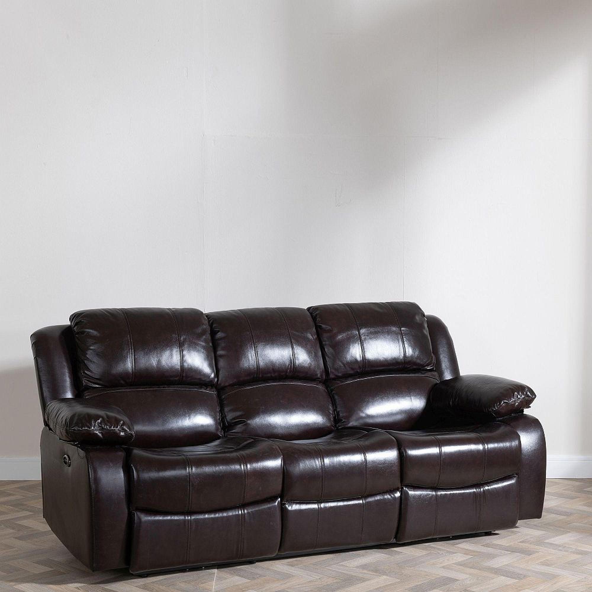 Clearance - London Electric Recliner Sofa - 3 Seater - Burgundy Leather