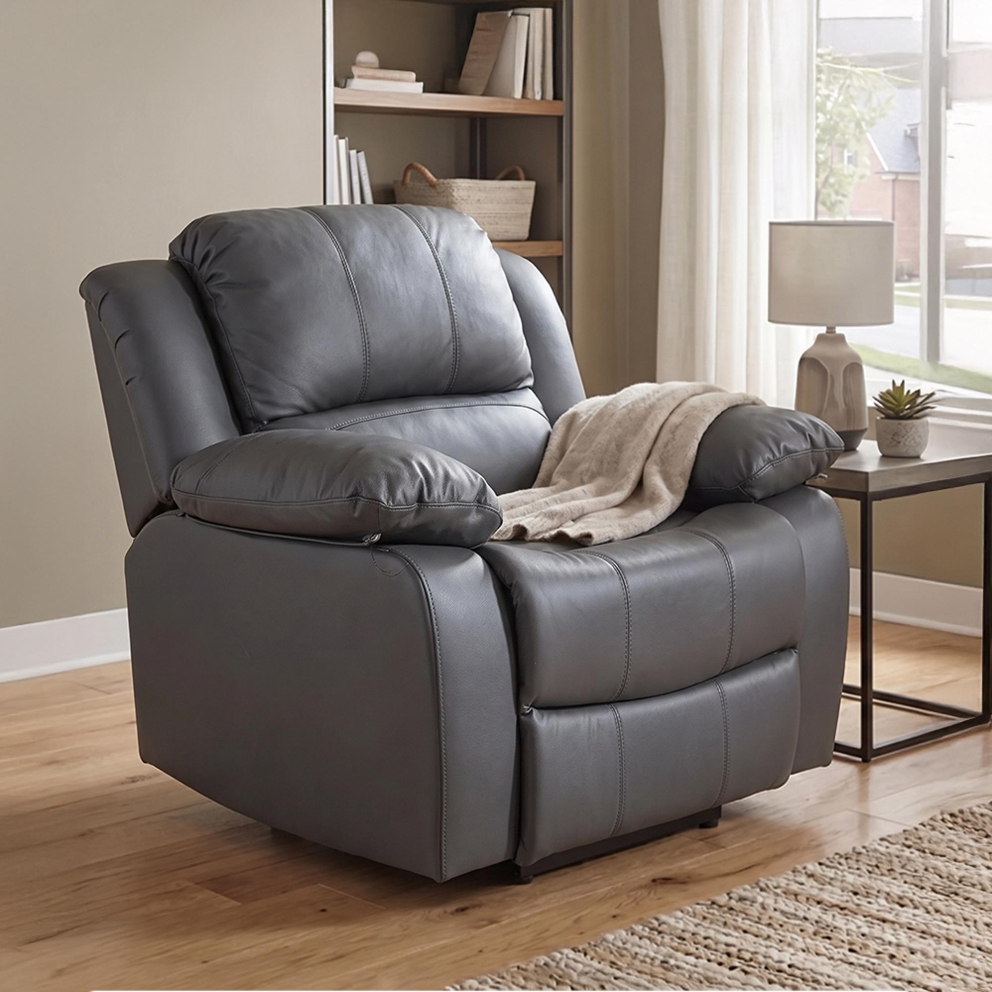 London Recliner Armchair - Grey Leather