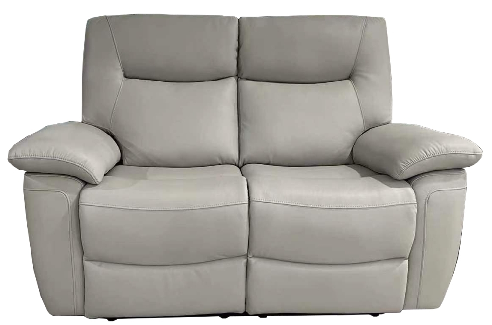 Lucia Power Recliner Sofa - Pearl Grey Leather - 2 Seater